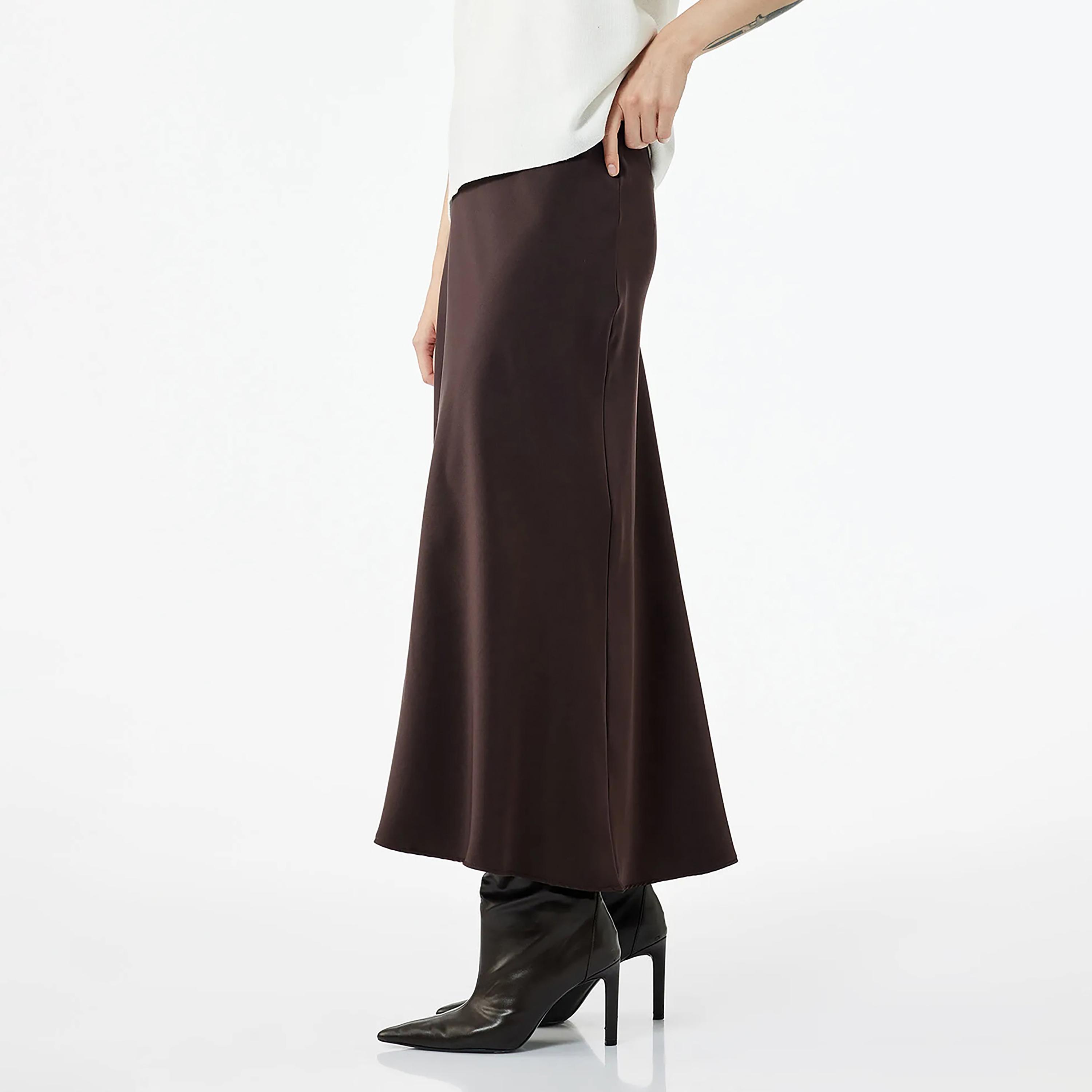 تنورة ميدي حريمي بقصة A-Line قماش ساتان من كوتون-women-clothing-skirts-image-11