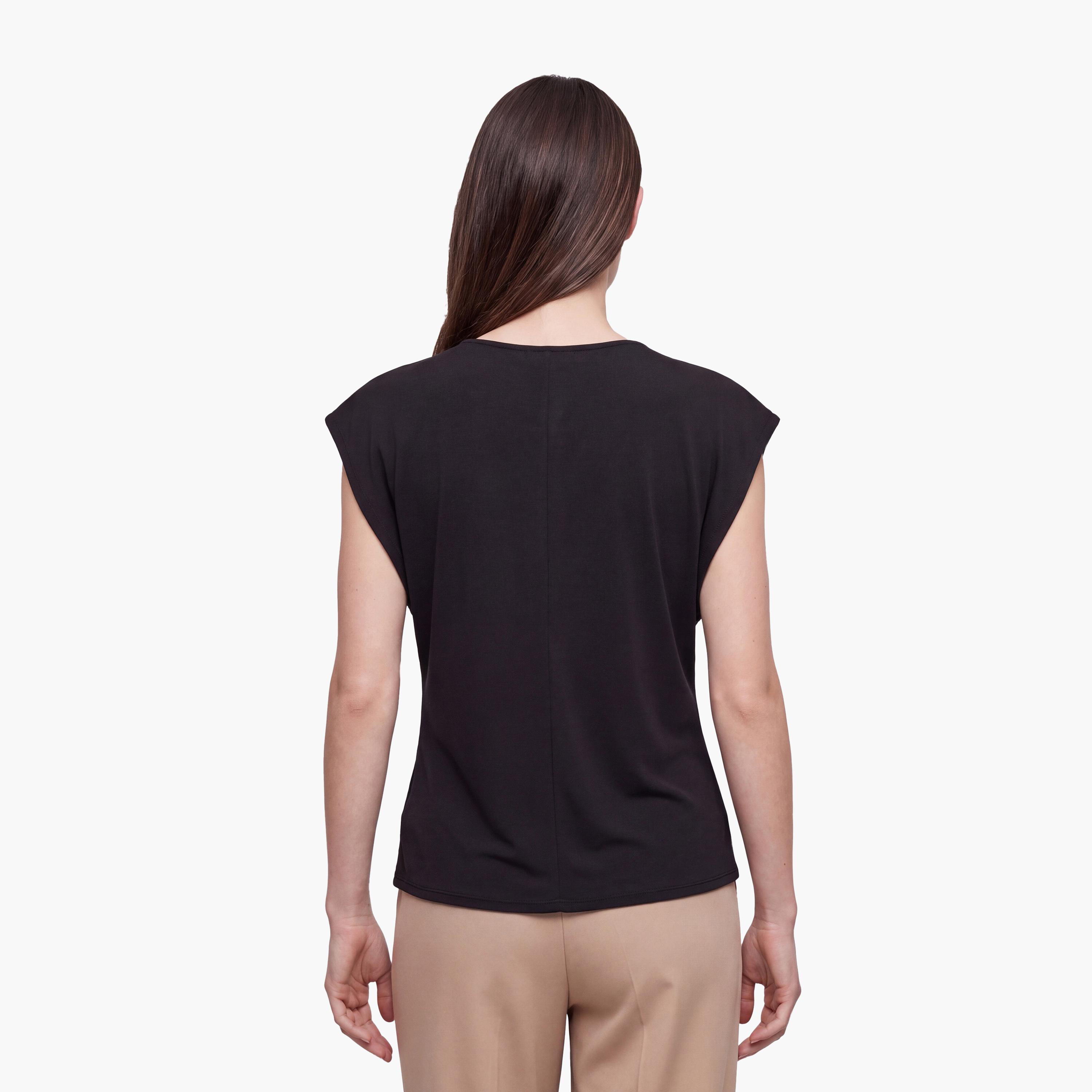 KOTON Black Surplice Neck Women's Wrap Top-women-clothing-shirtsandblouses-blouses-image-4