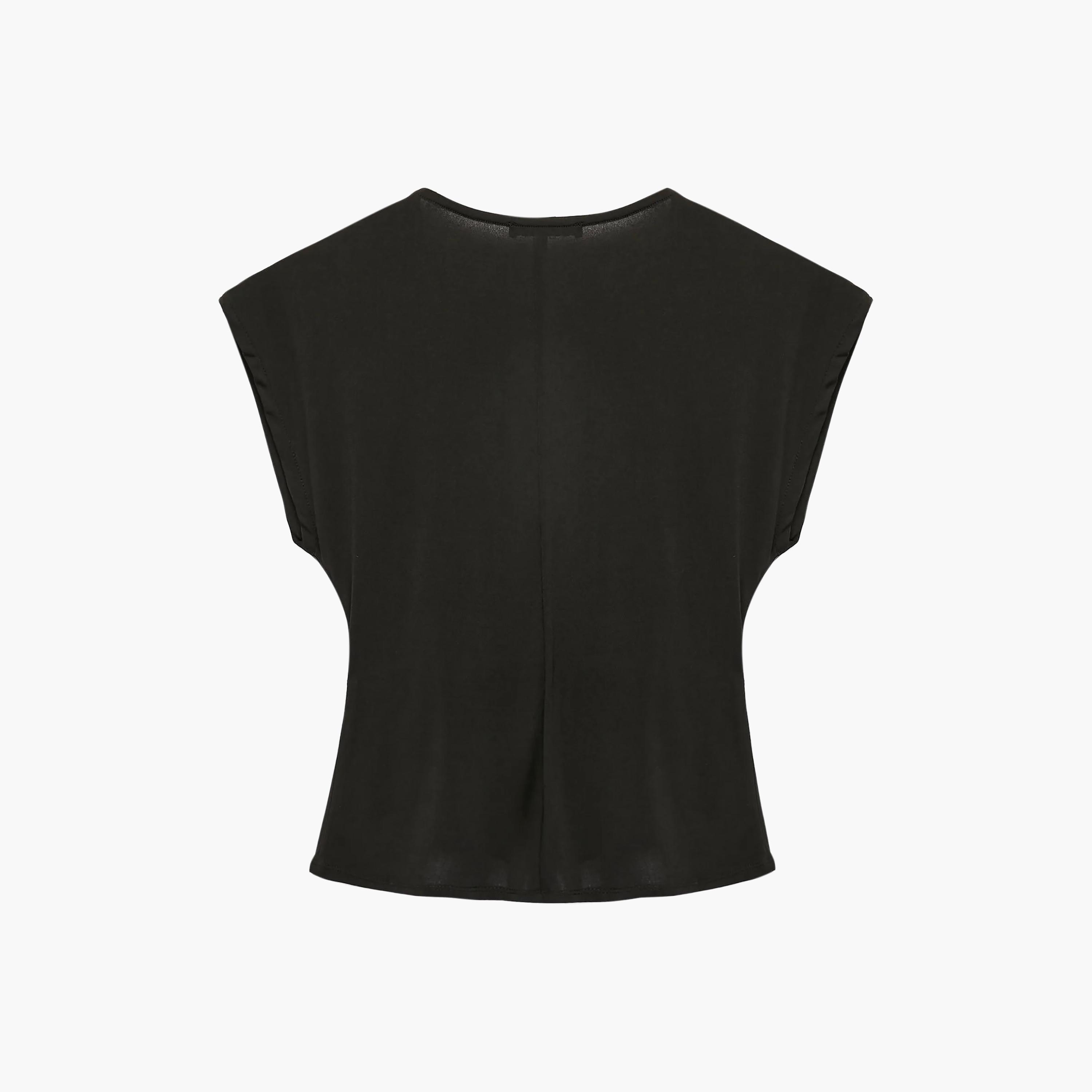 KOTON Black Surplice Neck Women's Wrap Top-women-clothing-shirtsandblouses-blouses-image-6