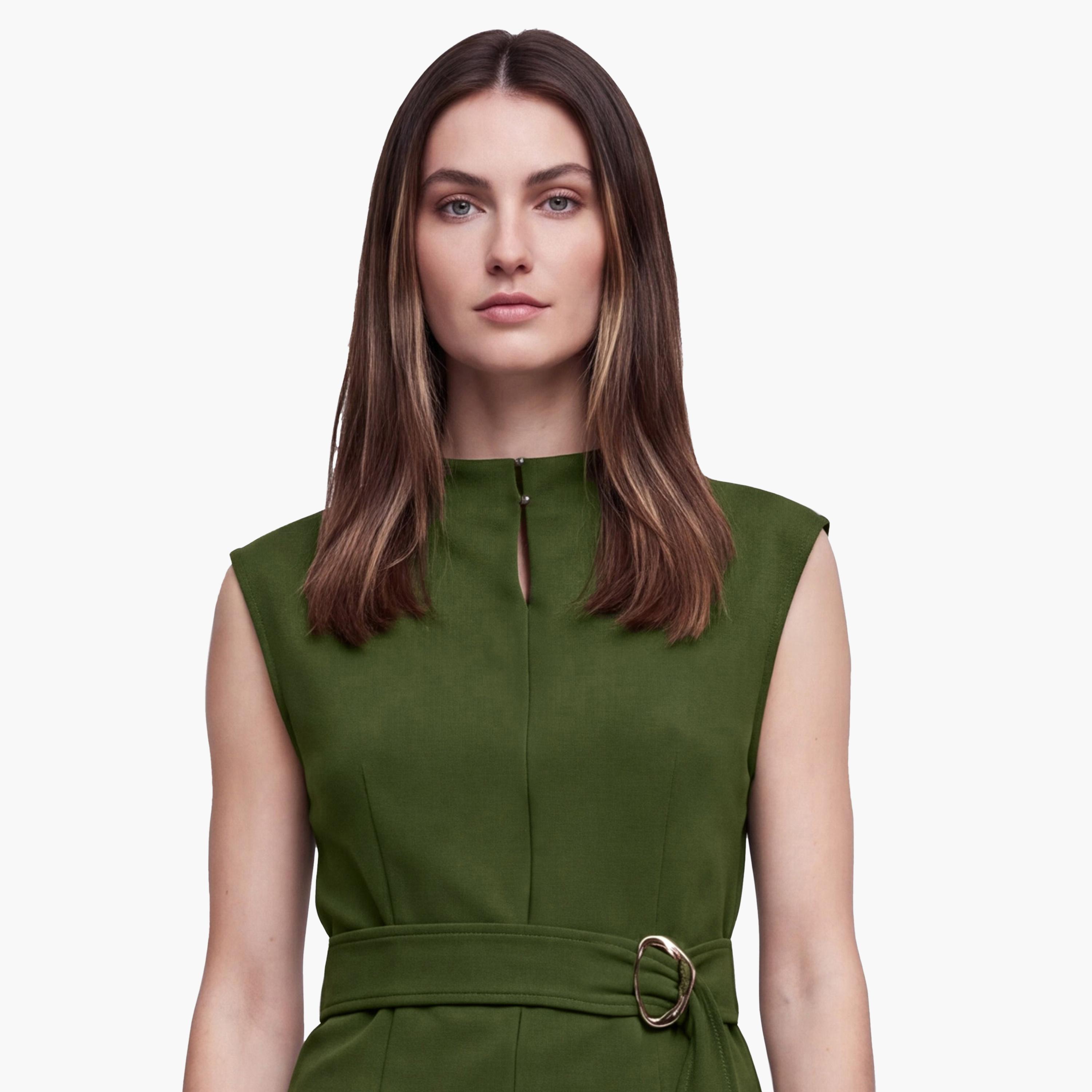 KOTON Green Mock Neck Women's Belted Top-women-clothing-shirtsandblouses-blouses-image-3