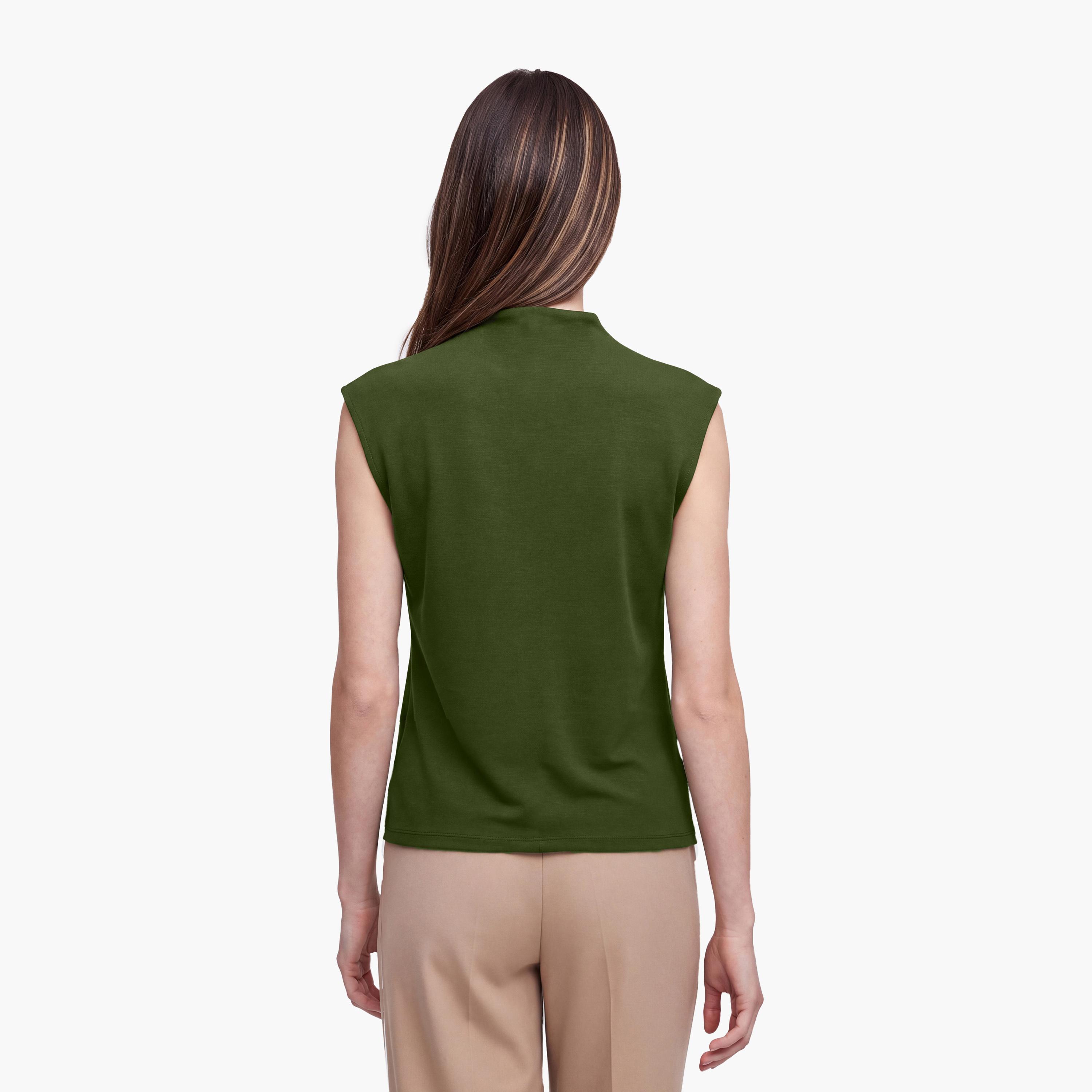 KOTON Green Mock Neck Women's Belted Top-women-clothing-shirtsandblouses-blouses-image-4