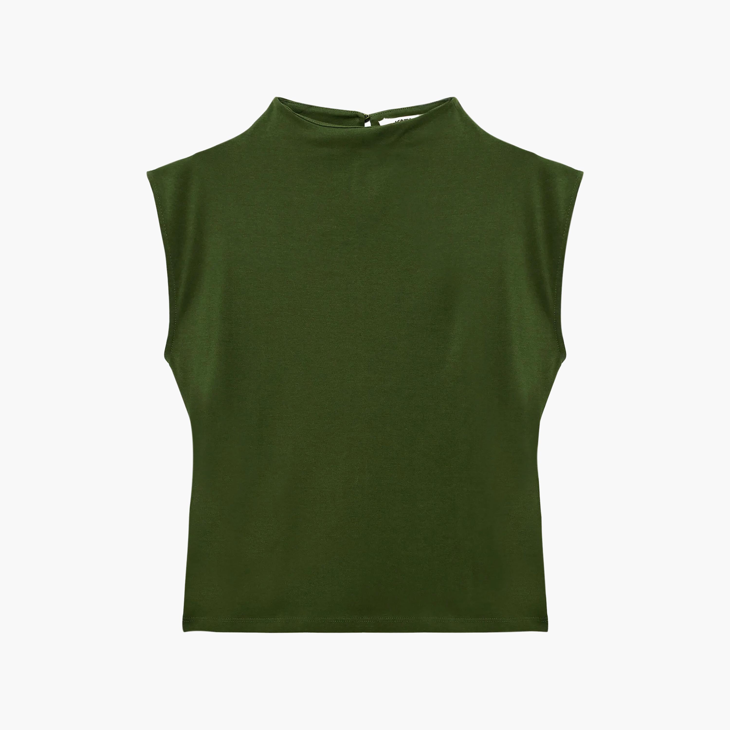KOTON Green Mock Neck Women's Belted Top-women-clothing-shirtsandblouses-blouses-image-6