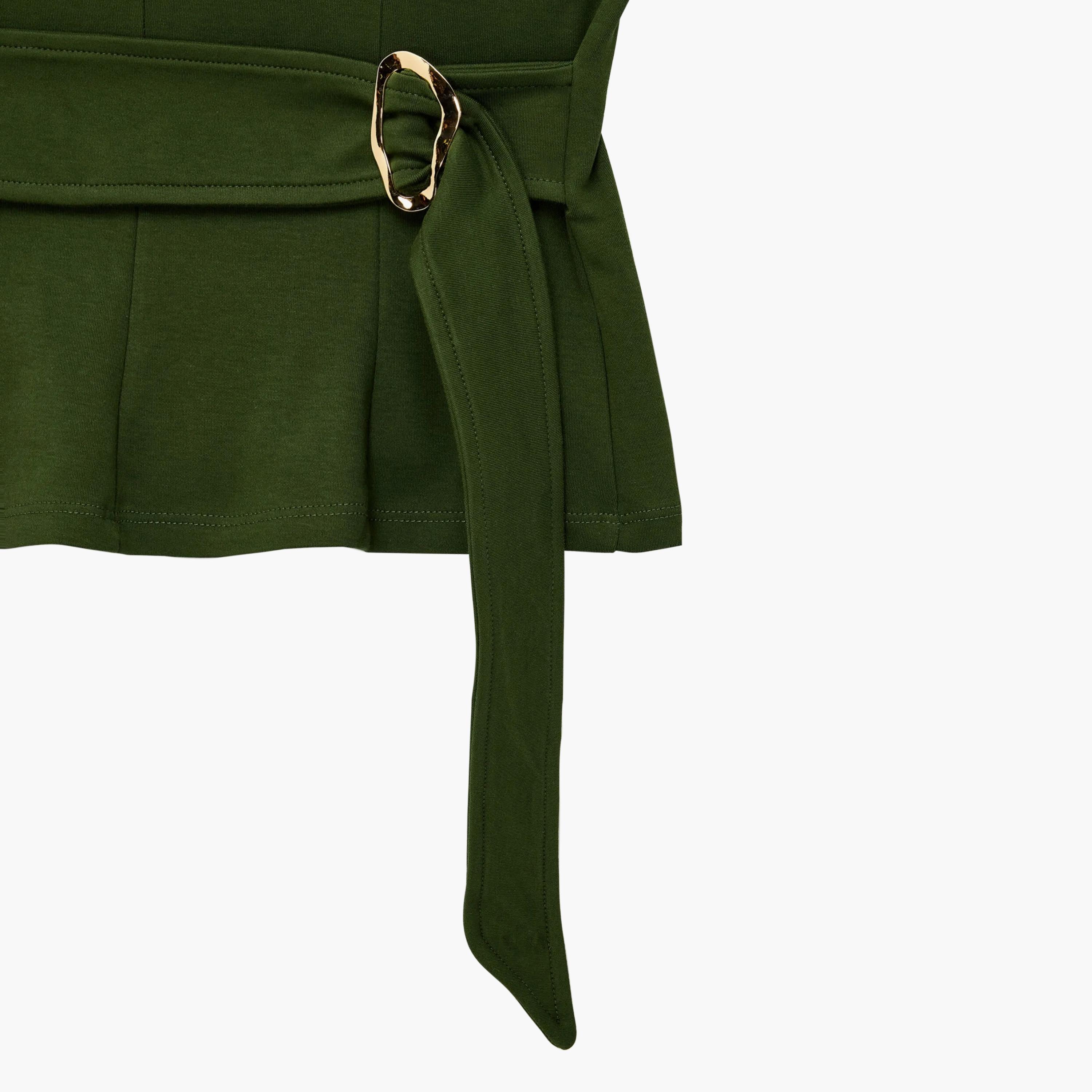 KOTON Green Mock Neck Women's Belted Top-women-clothing-shirtsandblouses-blouses-image-7