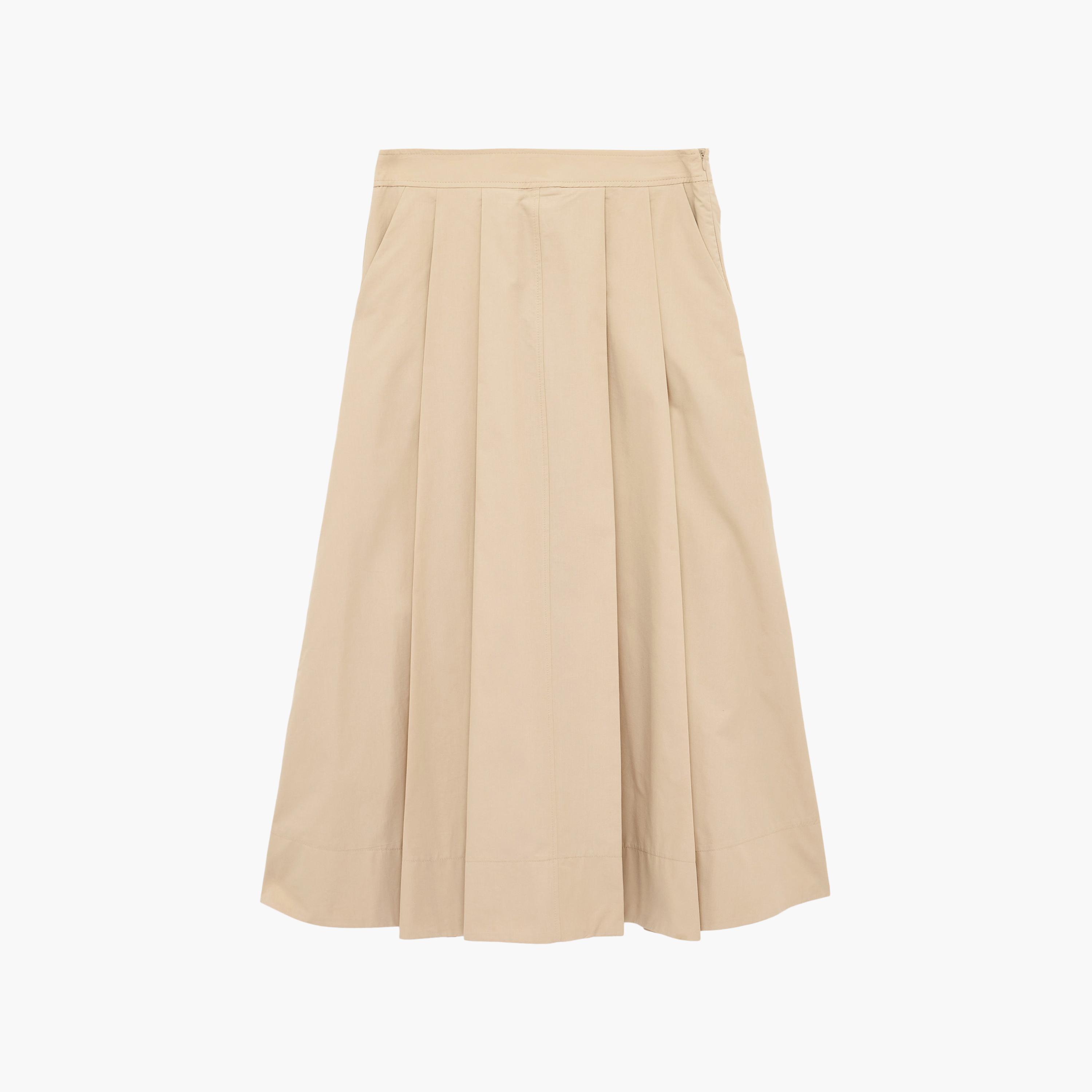 تنورة ميدي حريمي بليسيه بقصة A-Line من كوتون-women-clothing-skirts-image-1
