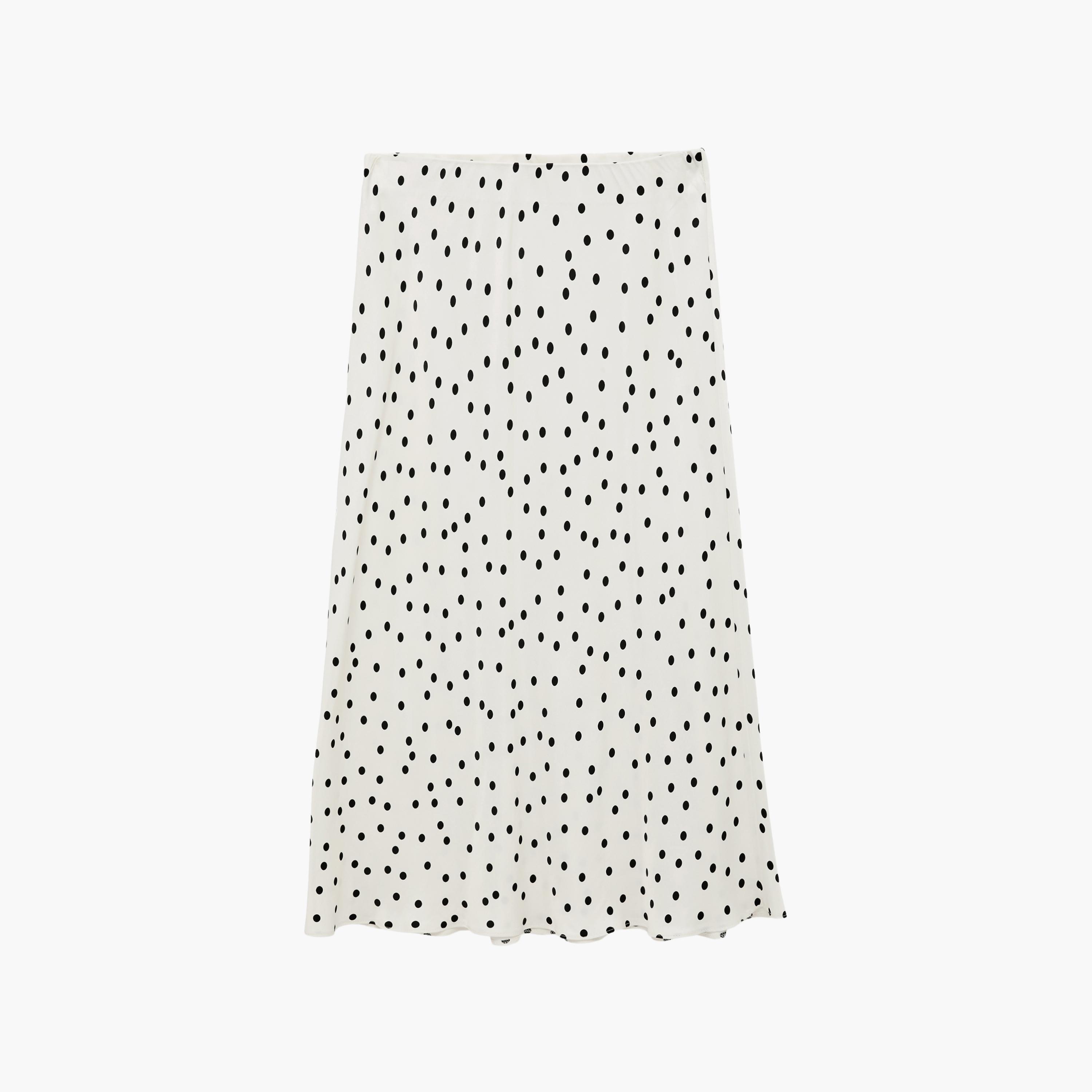 KOTON White Polka Dot Women's Straight Midi Skirt-women-clothing-skirts-image-1