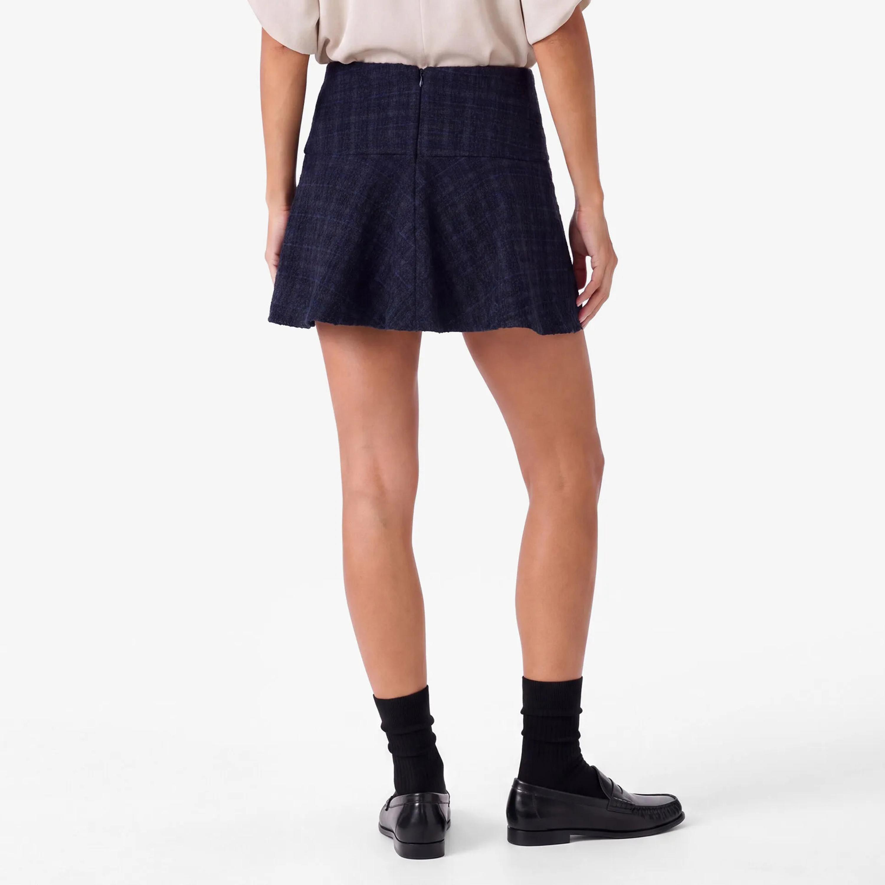 KOTON Navy Tweed A-Line Women's Mini Skirt-women-clothing-skirts-image-4