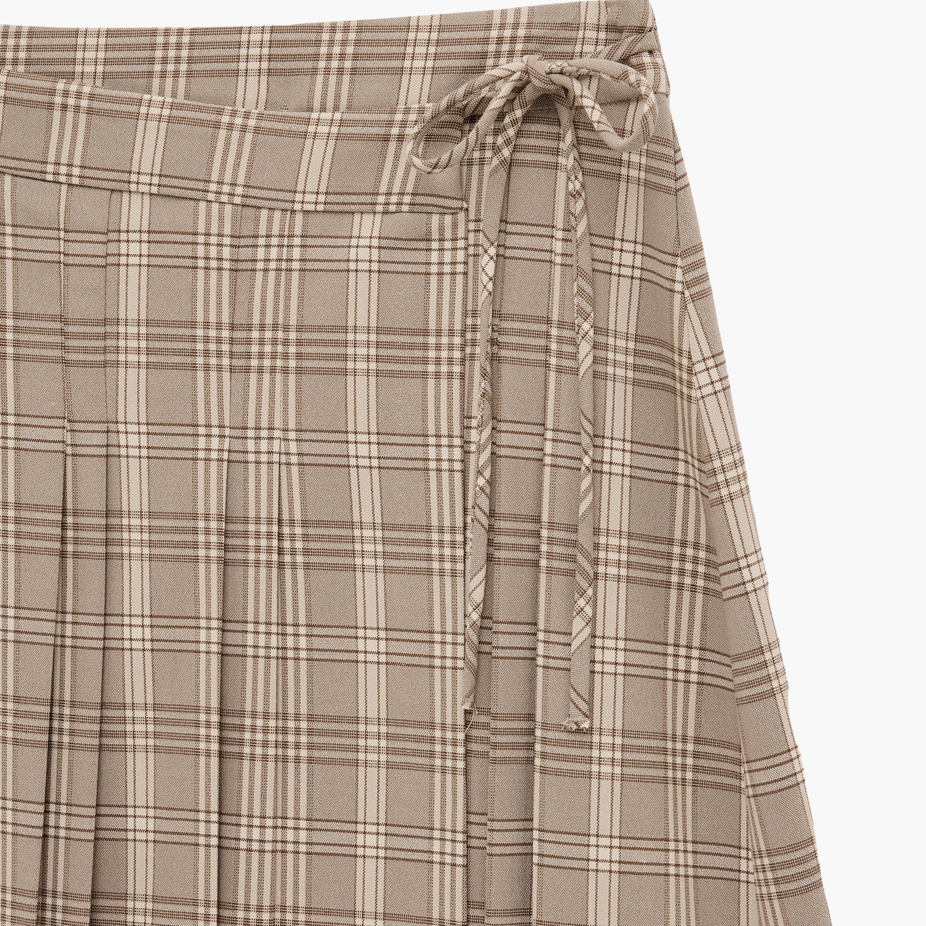KOTON Beige Checked Women's A-Line Midi Skirt-women-clothing-skirts-image-5
