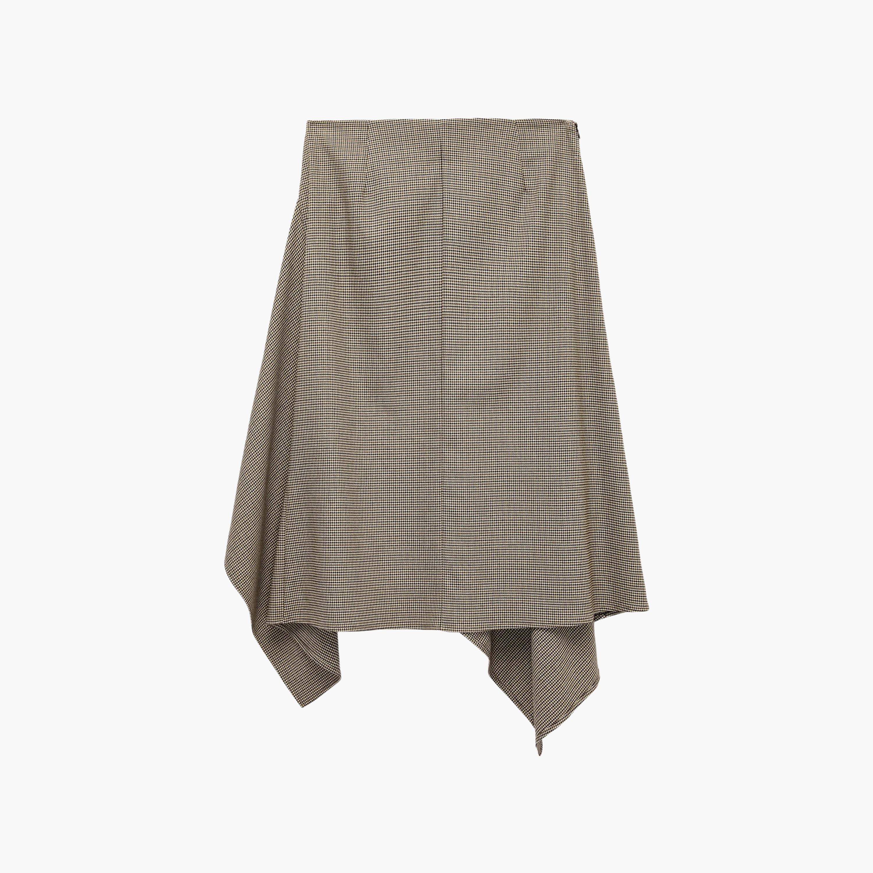 KOTON Beige Checked Metallic Women's Asymmetric Midi Skirt-women-clothing-skirts-image-2