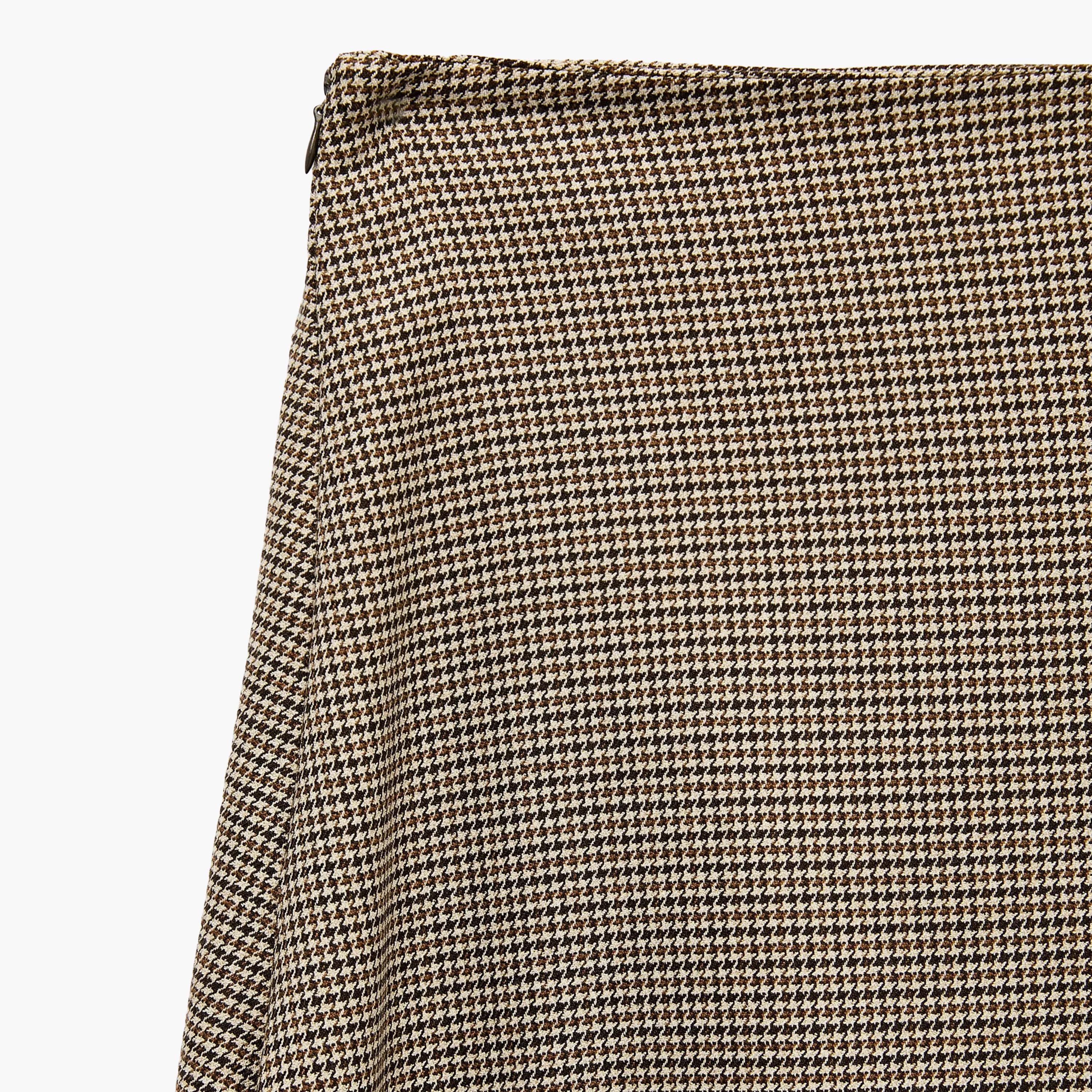 KOTON Beige Checked Metallic Women's Asymmetric Midi Skirt-women-clothing-skirts-image-3