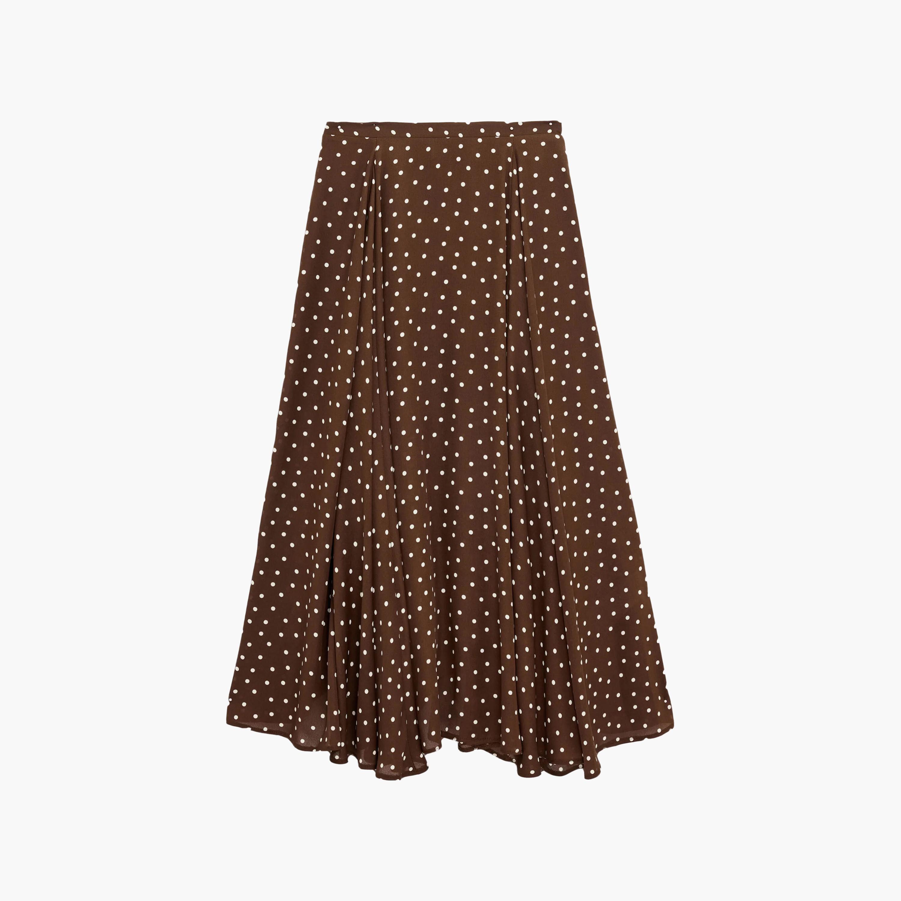 KOTON Brown Polka Dot Women's Flared Midi Skirt-women-clothing-skirts-image-1