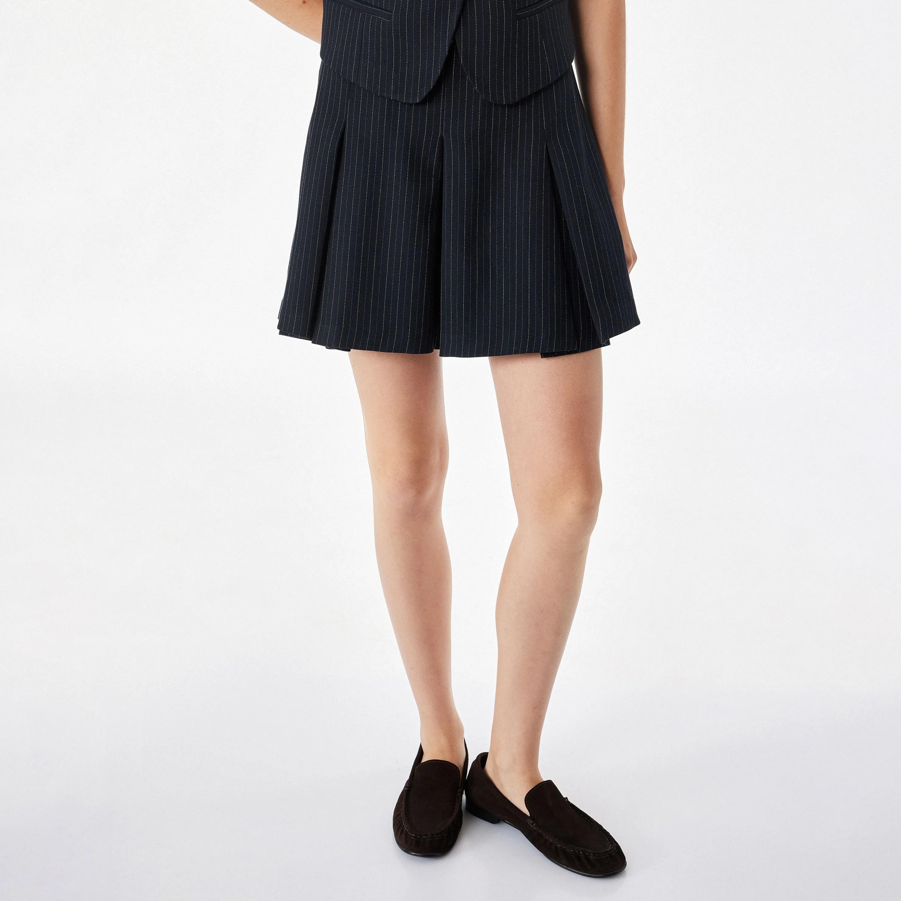 KOTON Navy Striped A-Line Women's Mini Skirt-women-clothing-skirts-image-1