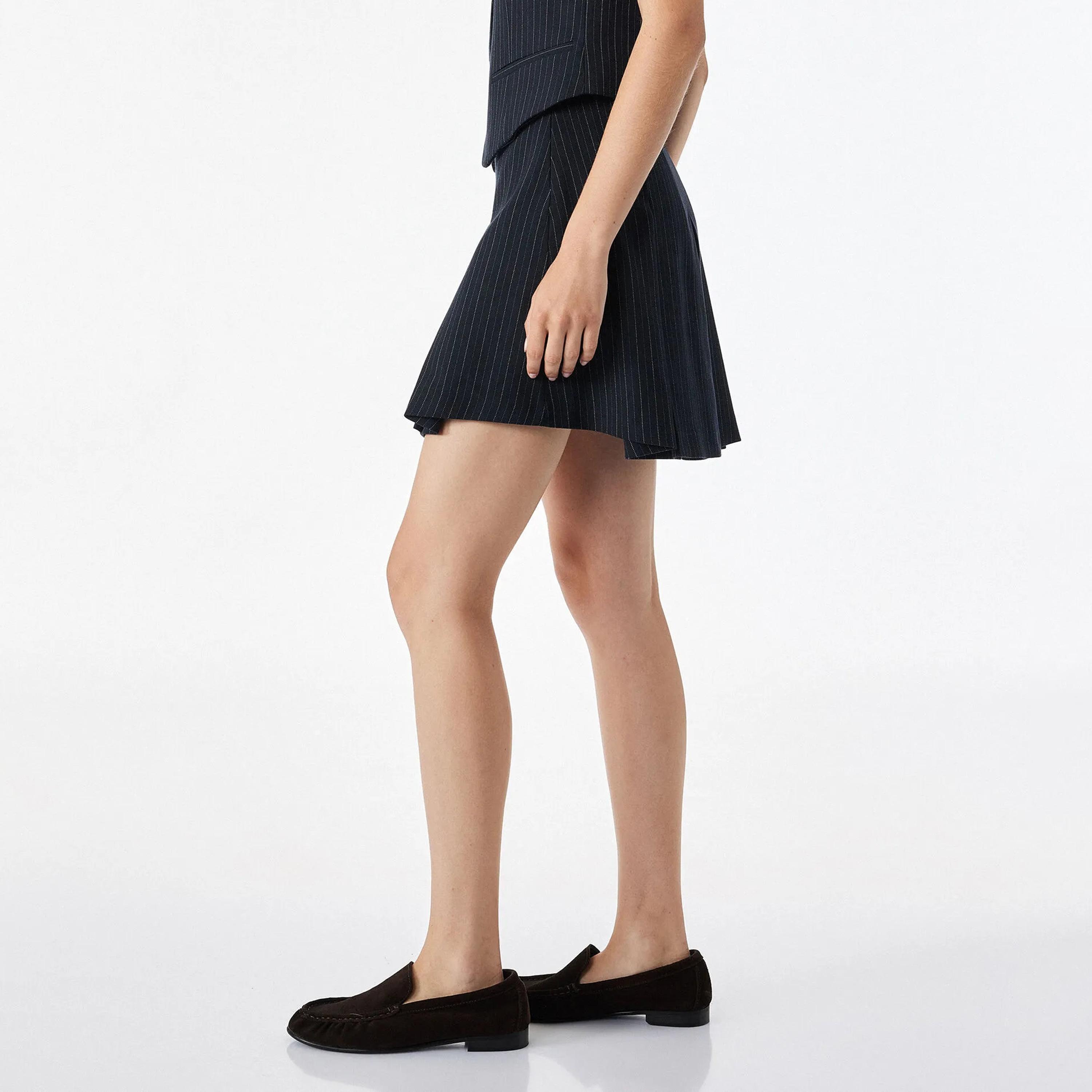KOTON Navy Striped A-Line Women's Mini Skirt-women-clothing-skirts-image-3