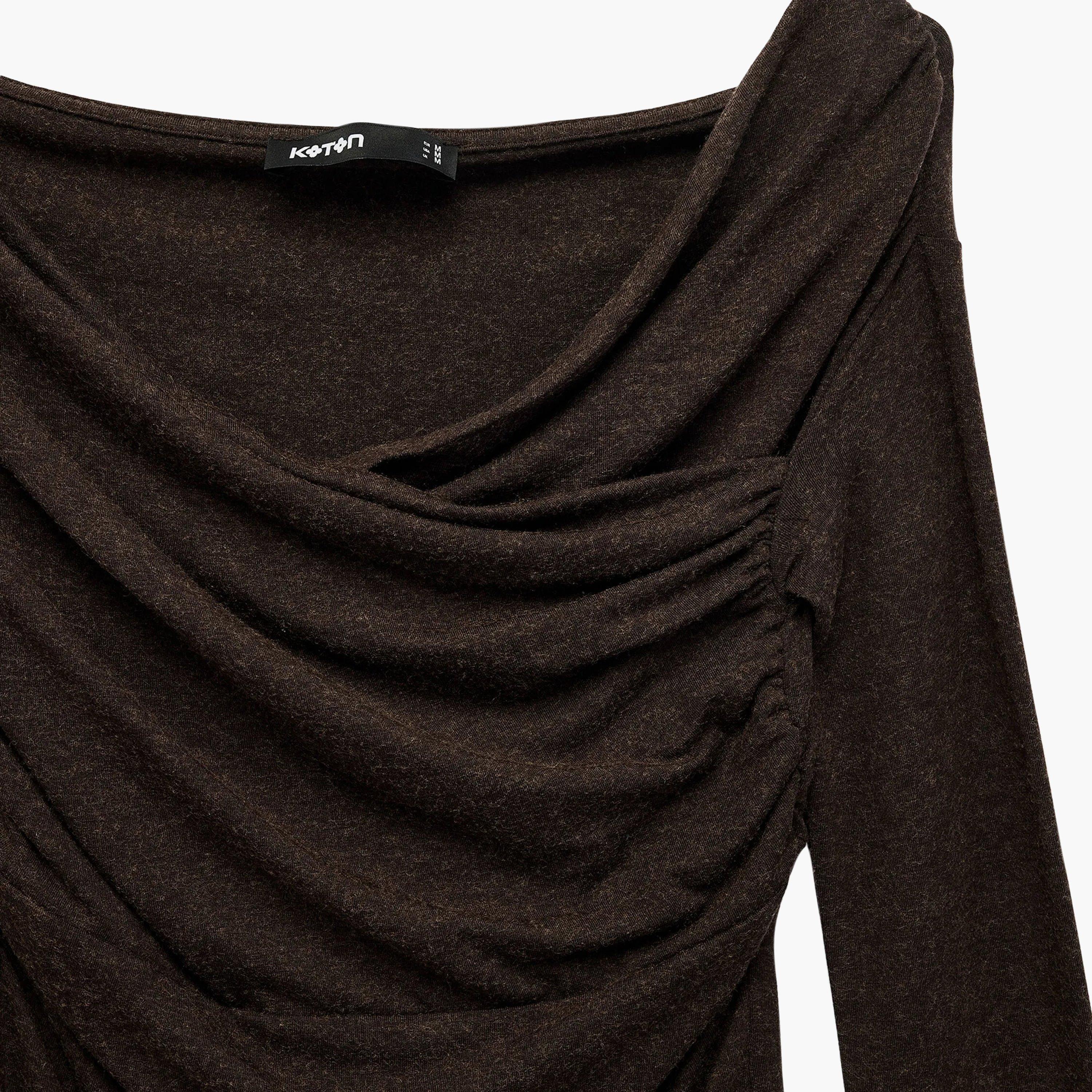 KOTON Brown Cowl Neck Women's Top-women-clothing-shirtsandblouses-blouses-image-5