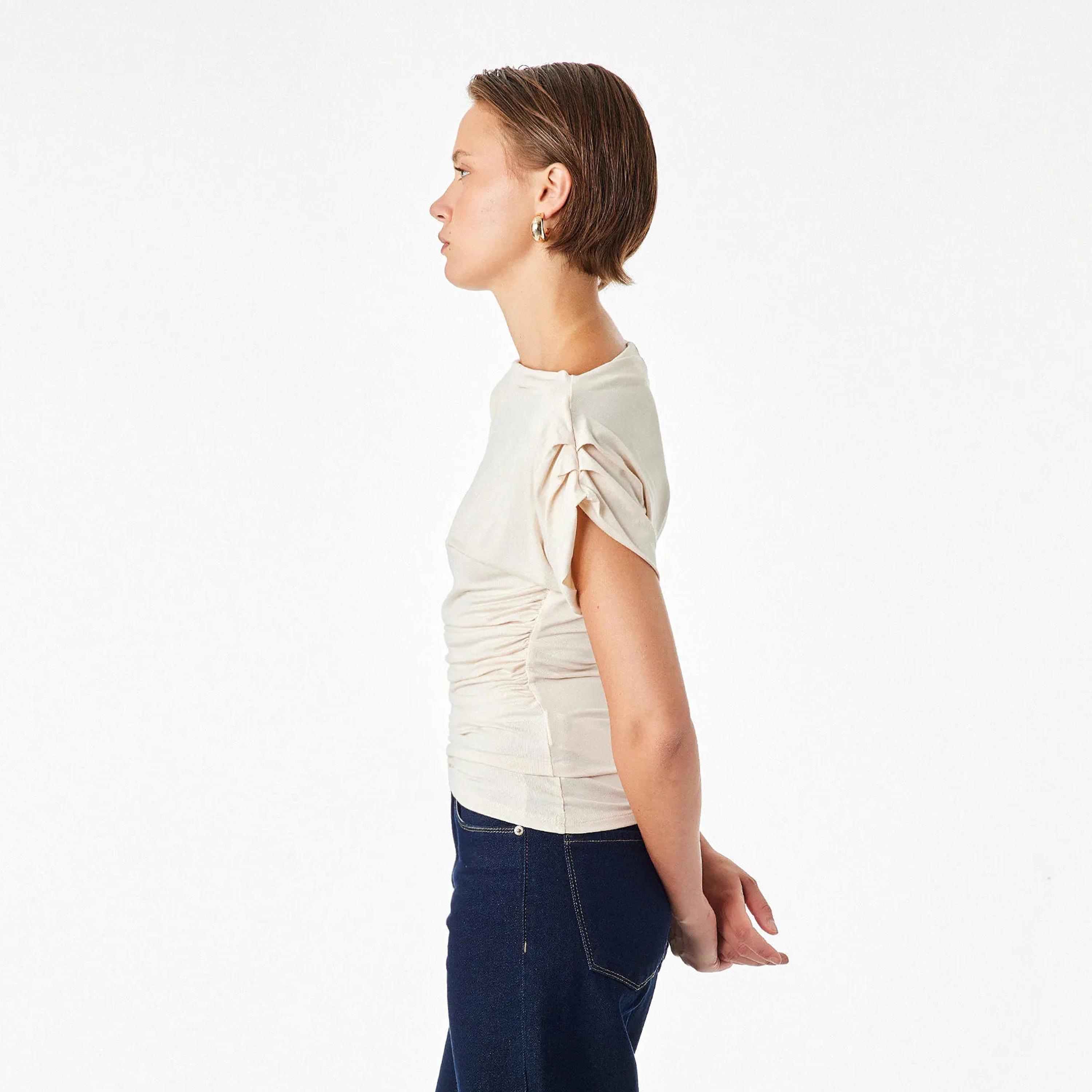 KOTON Beige Ruched Women's Top-women-clothing-shirtsandblouses-blouses-image-5