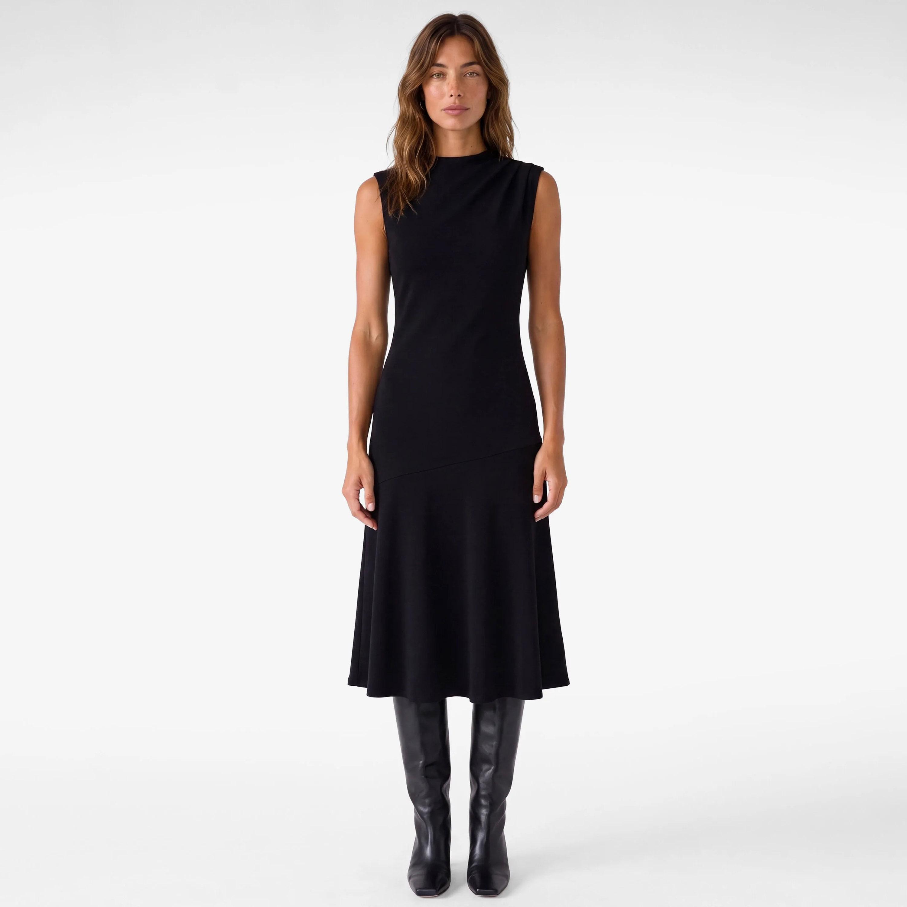 KOTON Mock Neck Fit & Flared Women's Midi Dress-women-clothing-dresses-image-1