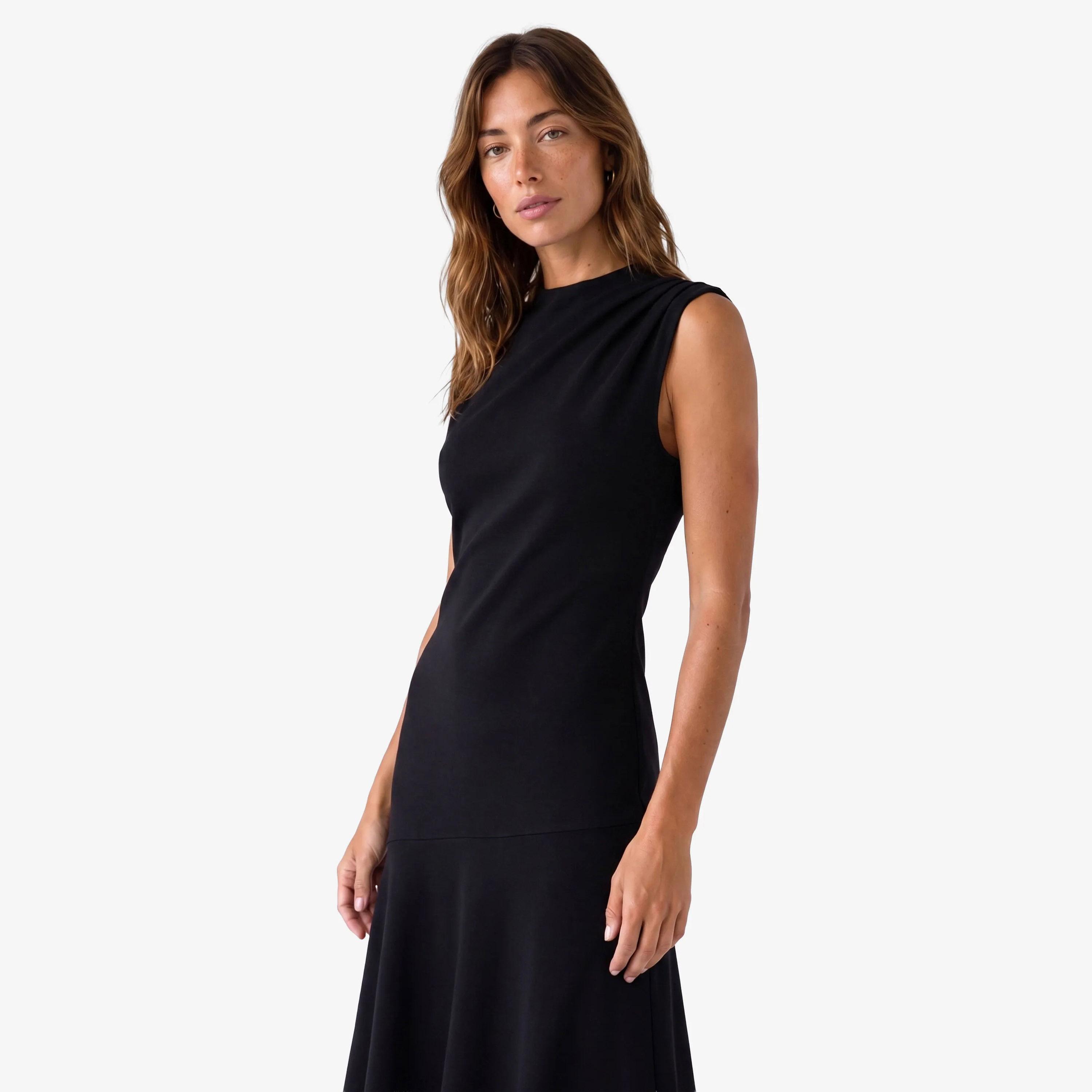 KOTON Mock Neck Fit & Flared Women's Midi Dress-women-clothing-dresses-image-2