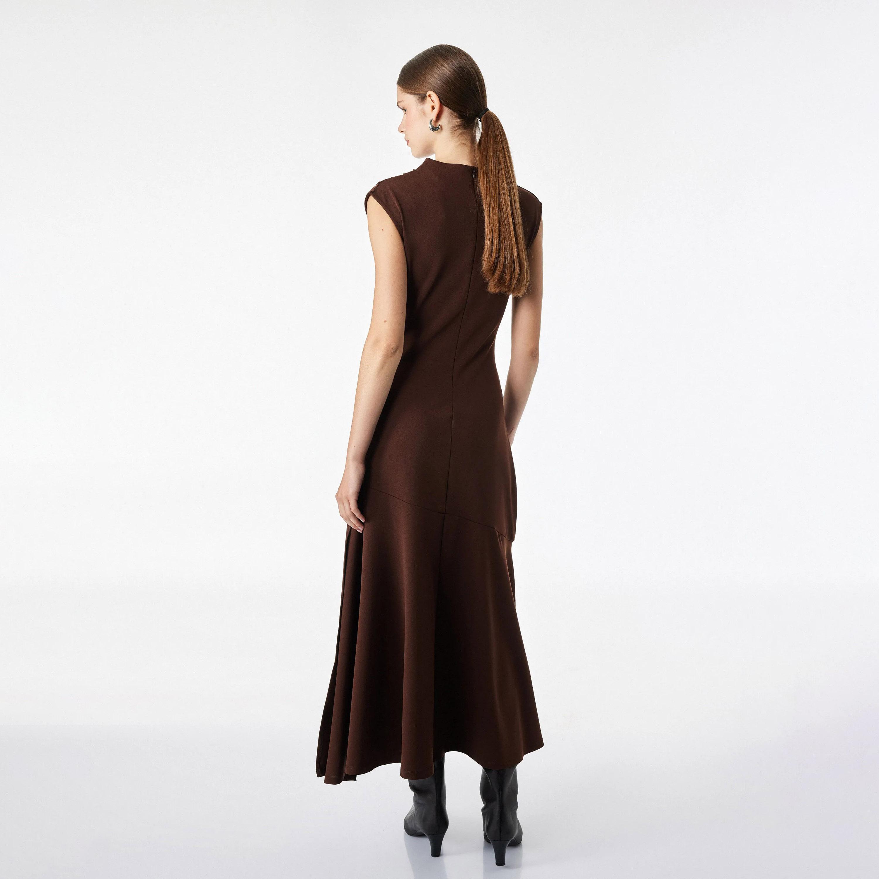 KOTON Mock Neck Fit & Flared Women's Midi Dress-women-clothing-dresses-image-3