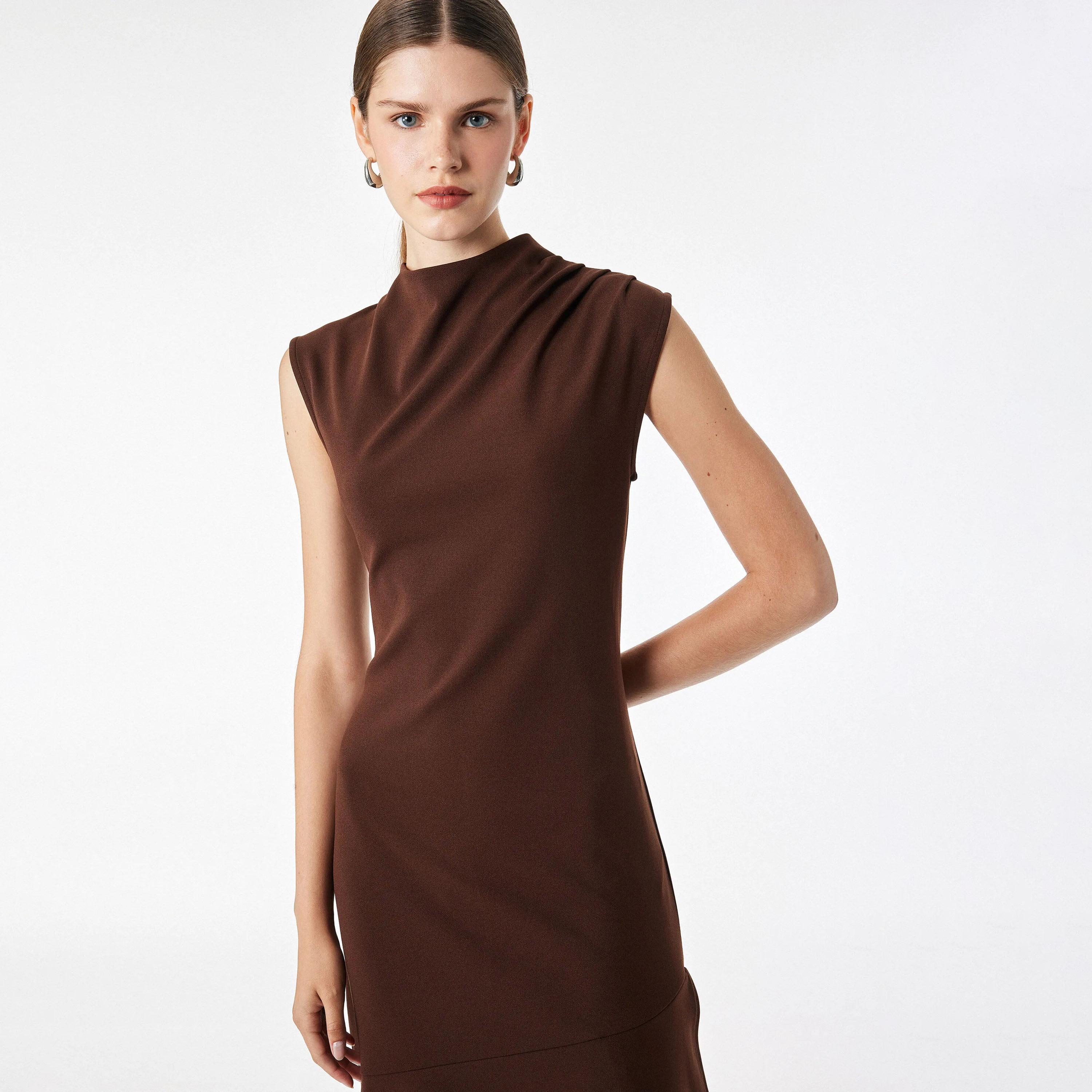 KOTON Mock Neck Fit & Flared Women's Midi Dress-women-clothing-dresses-image-4