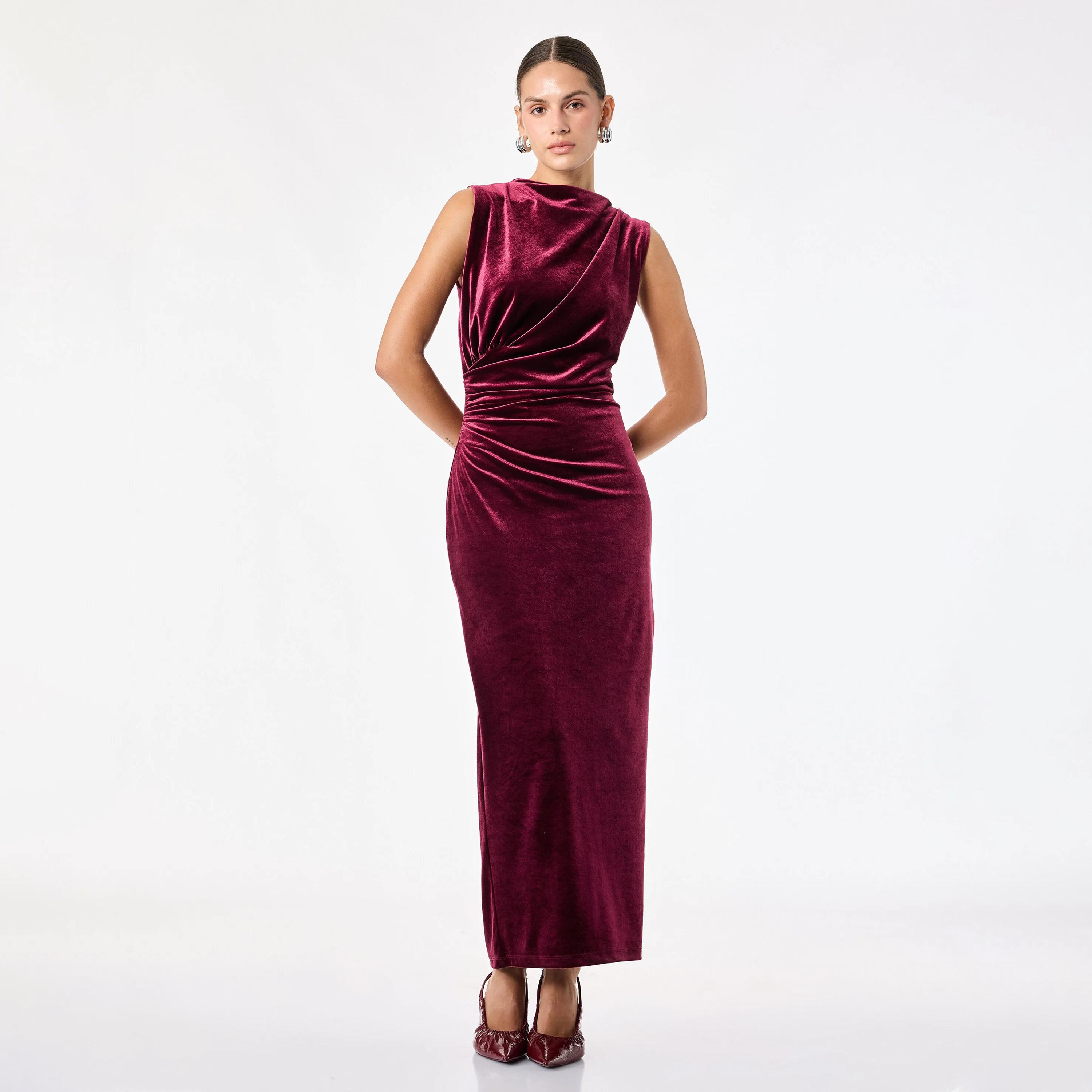 KOTON Cotton Cowl Neck Column Women's Maxi Dress-women-clothing-dresses-image-1