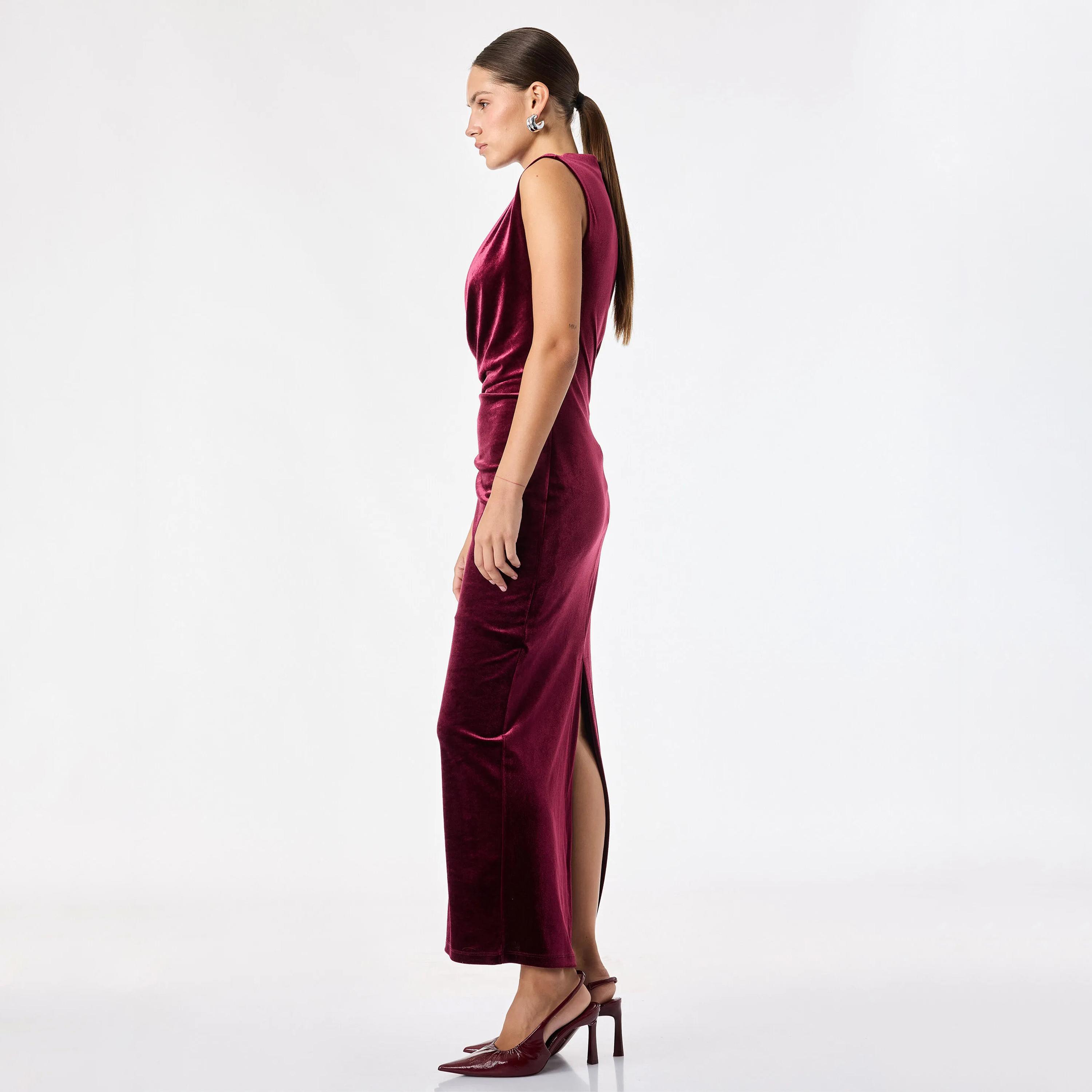 KOTON Cotton Cowl Neck Column Women's Maxi Dress-women-clothing-dresses-image-2