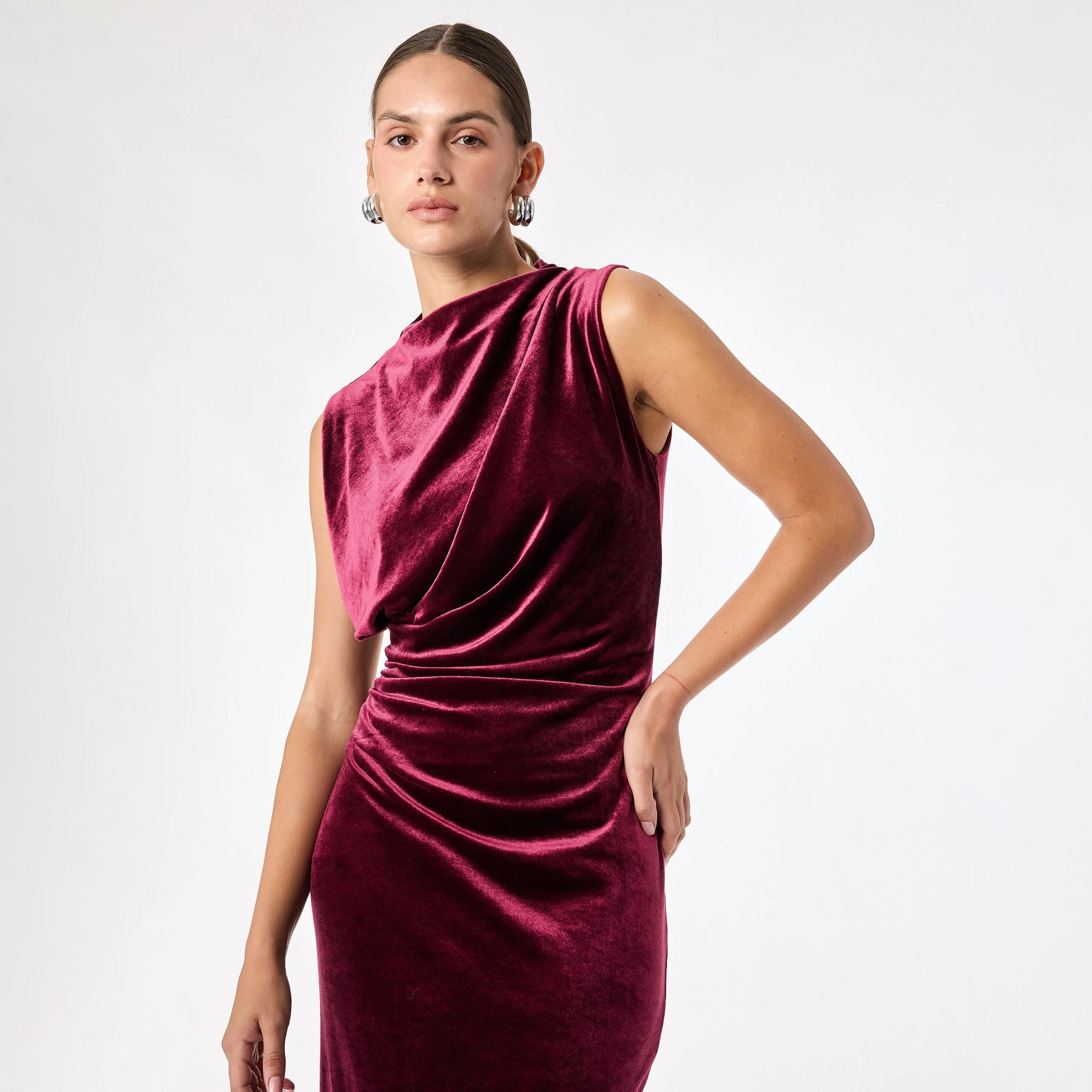 KOTON Cotton Cowl Neck Column Women's Maxi Dress-women-clothing-dresses-image-4