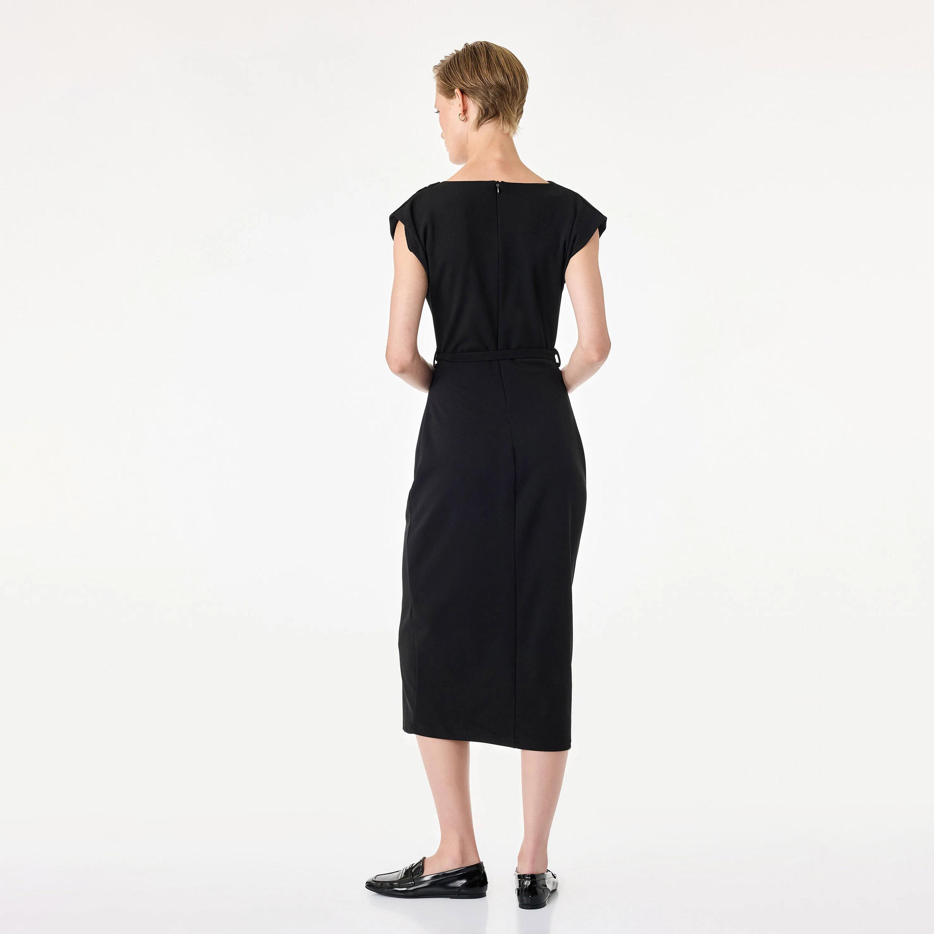 KOTON Black Cowl Neck Bodycon Women's Midi Dress-women-clothing-dresses-image-3