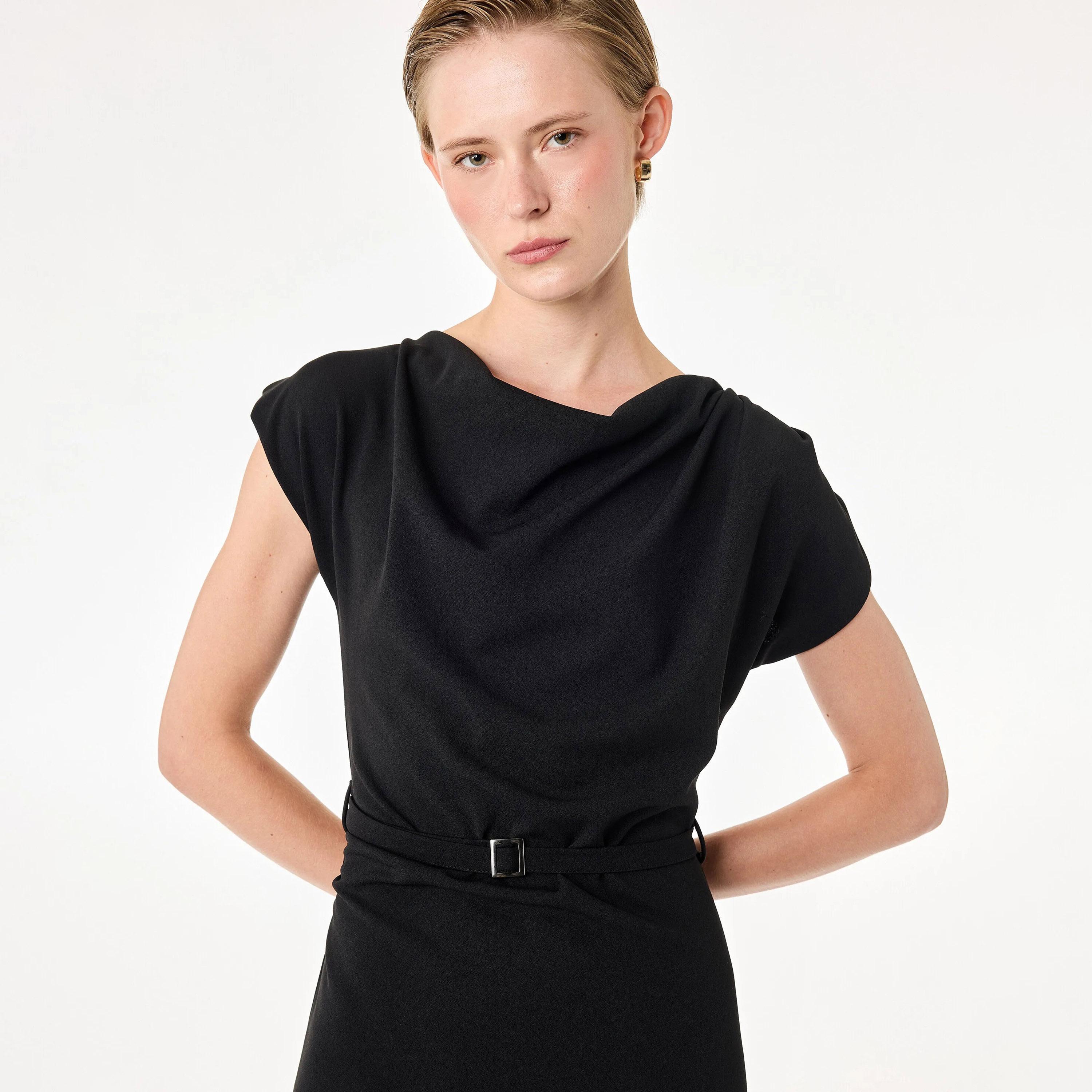 KOTON Black Cowl Neck Bodycon Women's Midi Dress-women-clothing-dresses-image-4