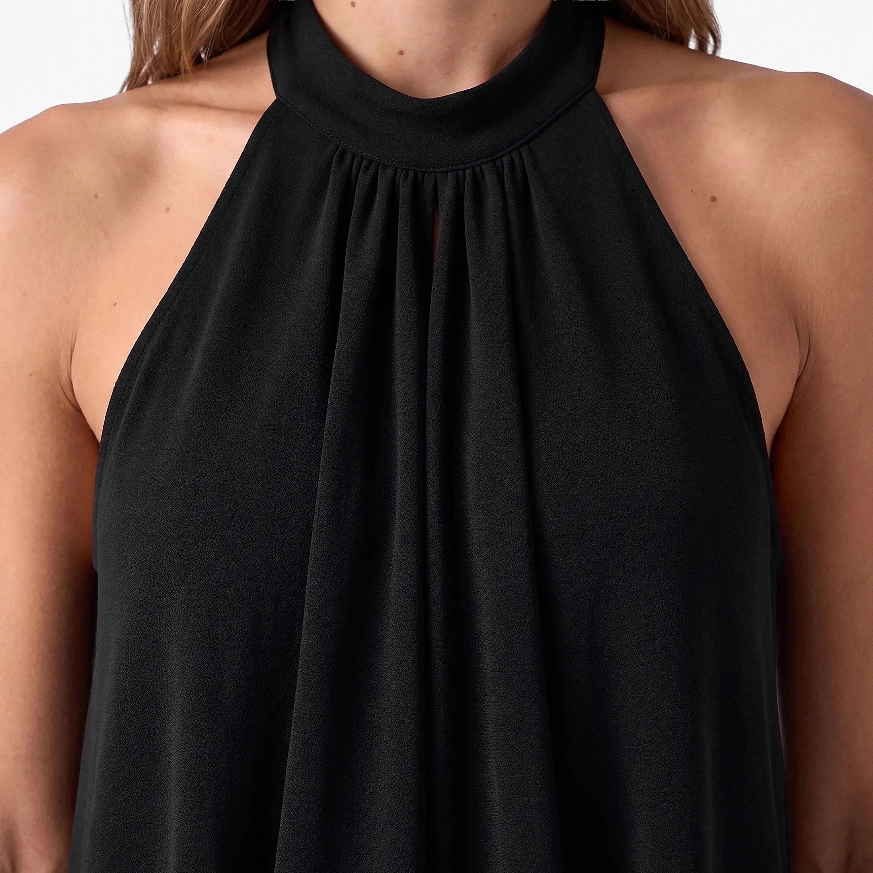 جمبسوت حريمي قطن أسود برقبة هالتر من كوتون-women-clothing-jumpsuits-image-4