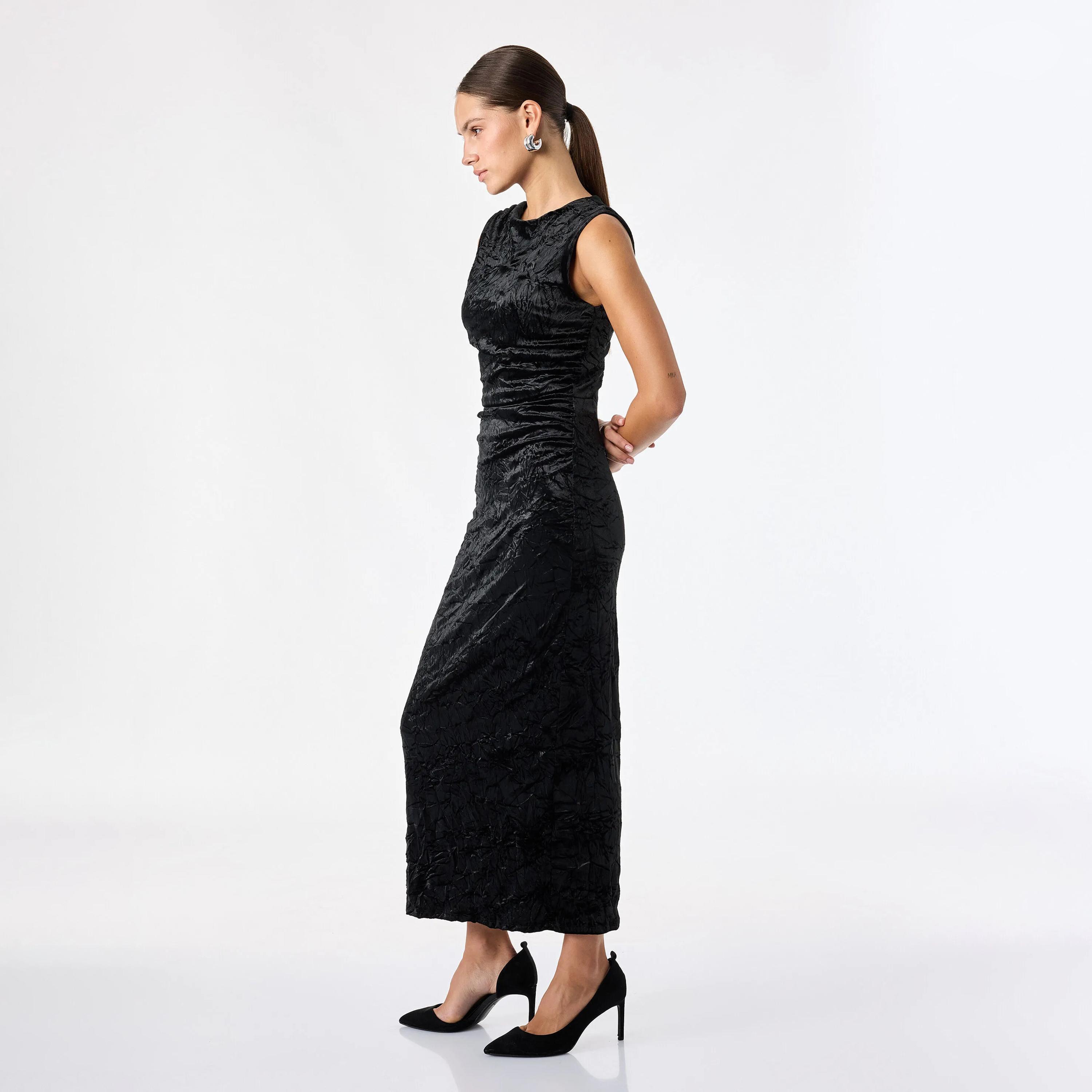 فستان ميدي حريمي بتصميم مستقيم (كولوم) من قماش قطن مجعد من كوتون-women-clothing-dresses-image-2