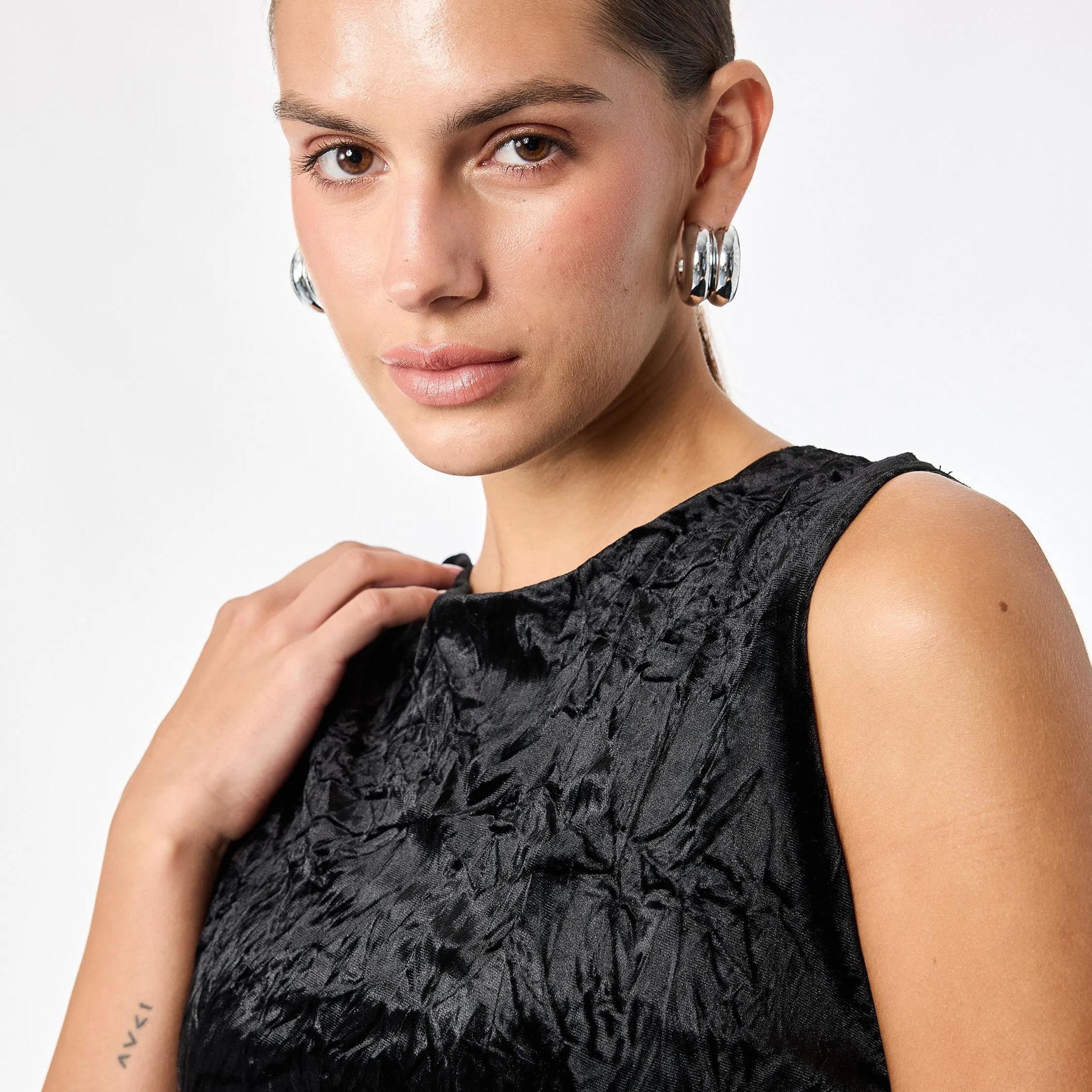 فستان ميدي حريمي بتصميم مستقيم (كولوم) من قماش قطن مجعد من كوتون-women-clothing-dresses-image-4