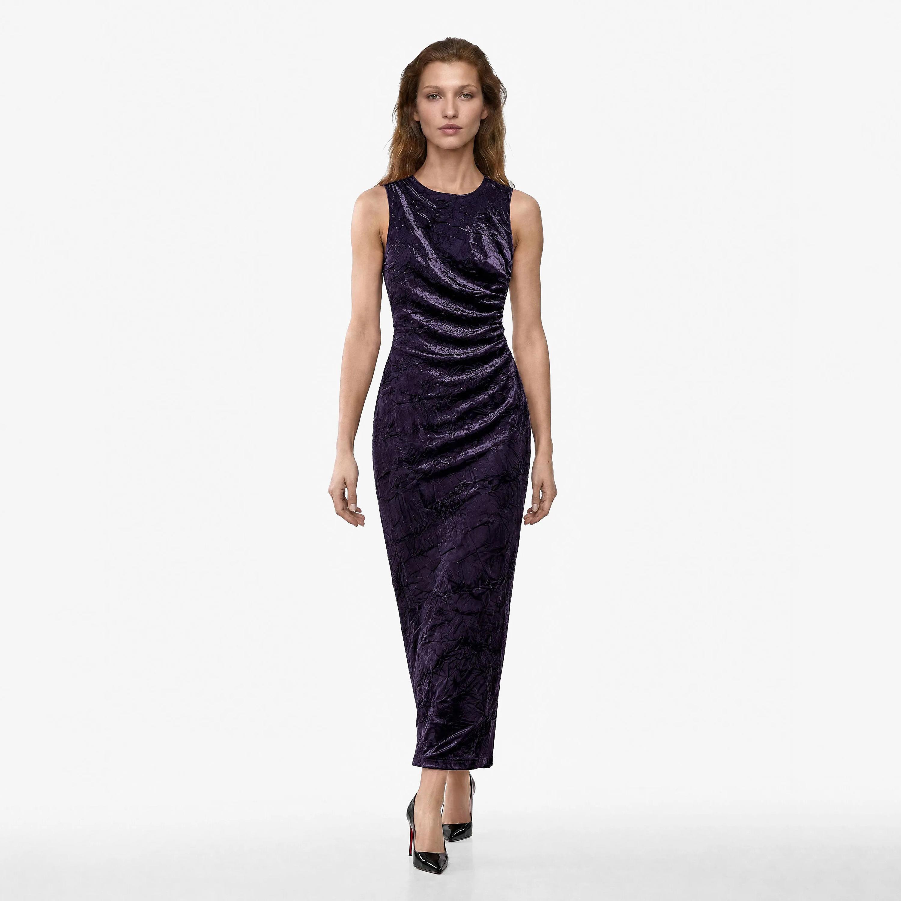 فستان ميدي حريمي بتصميم مستقيم (كولوم) من قماش قطن مجعد من كوتون-women-clothing-dresses-image-6