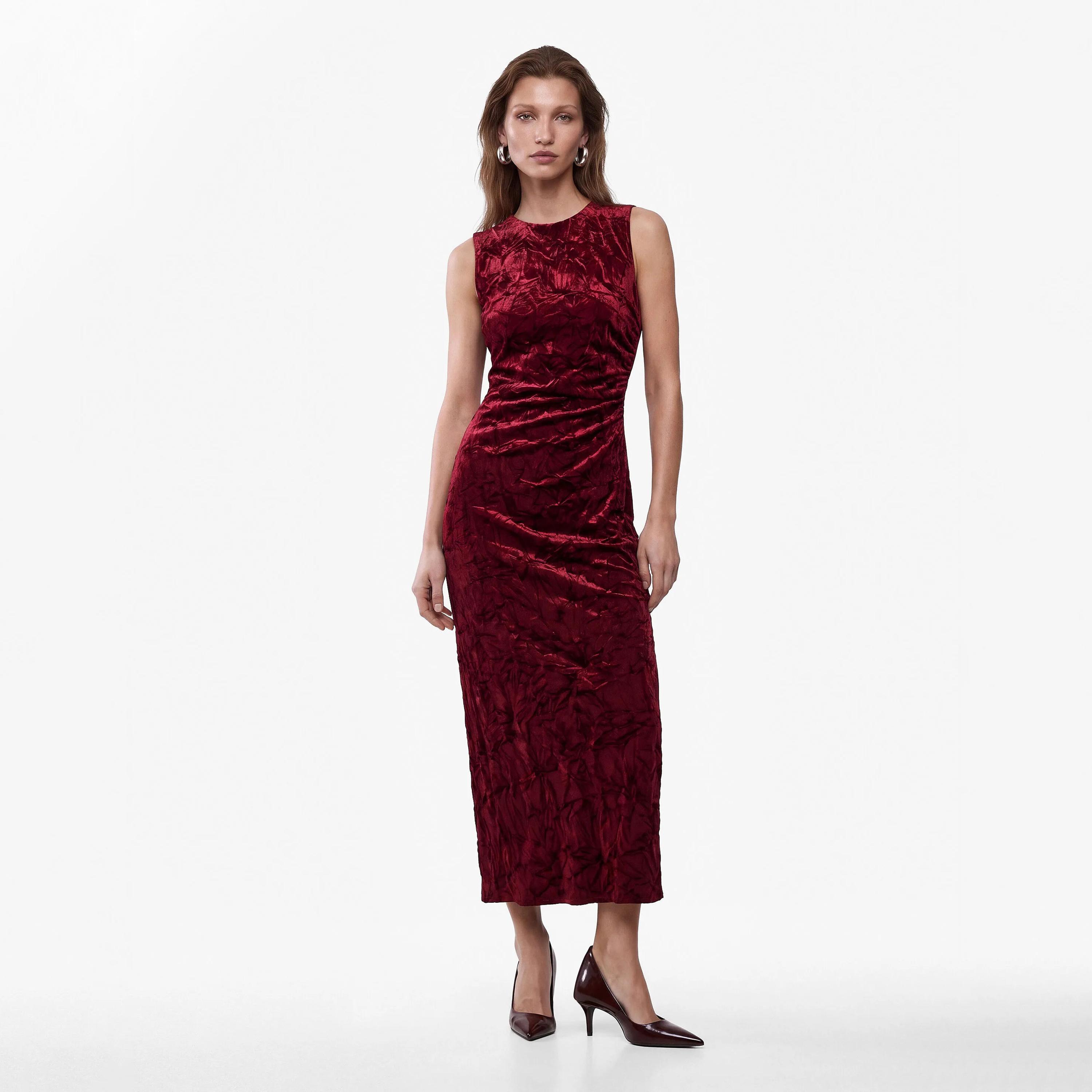 فستان ميدي حريمي بتصميم مستقيم (كولوم) من قماش قطن مجعد من كوتون-women-clothing-dresses-image-10