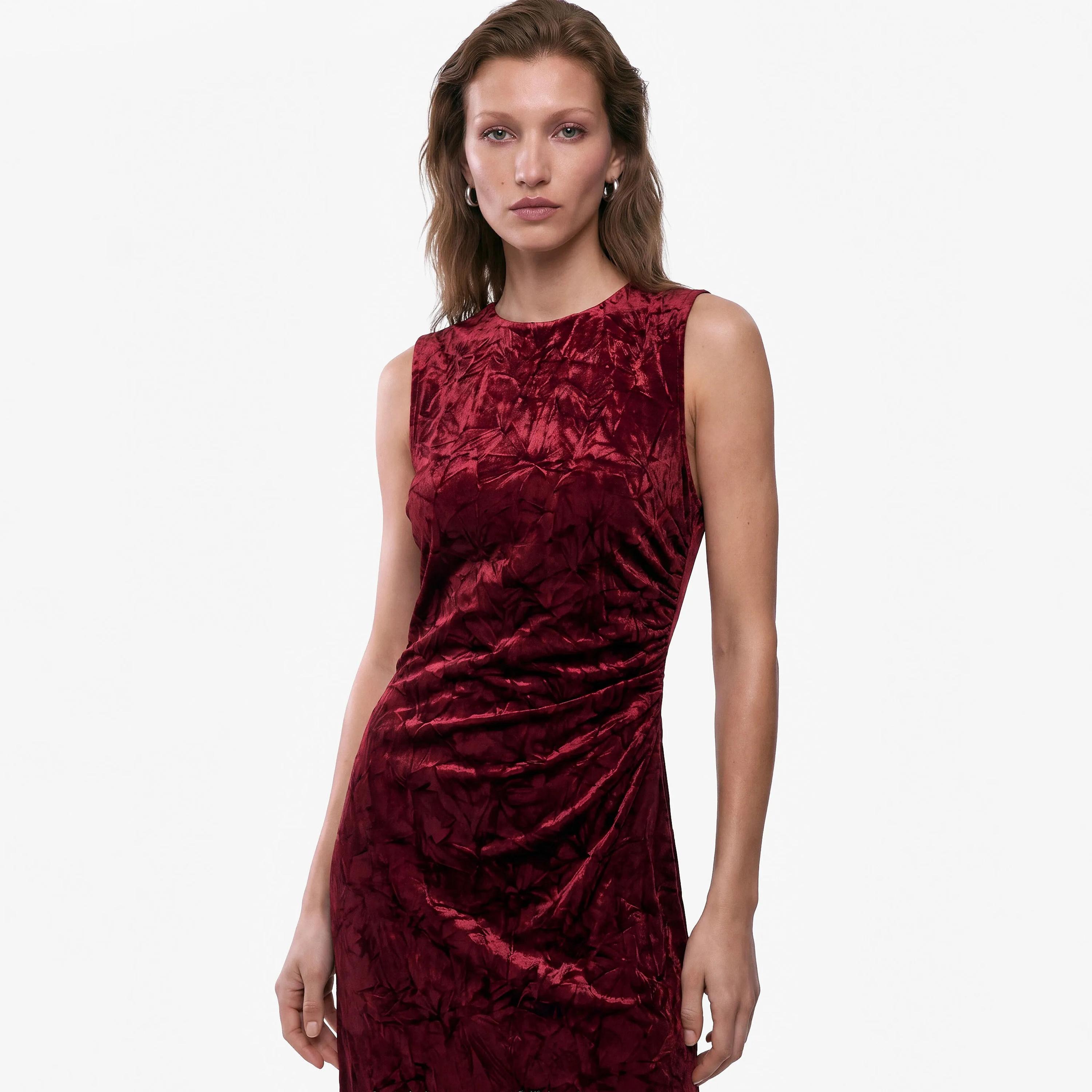 فستان ميدي حريمي بتصميم مستقيم (كولوم) من قماش قطن مجعد من كوتون-women-clothing-dresses-image-11