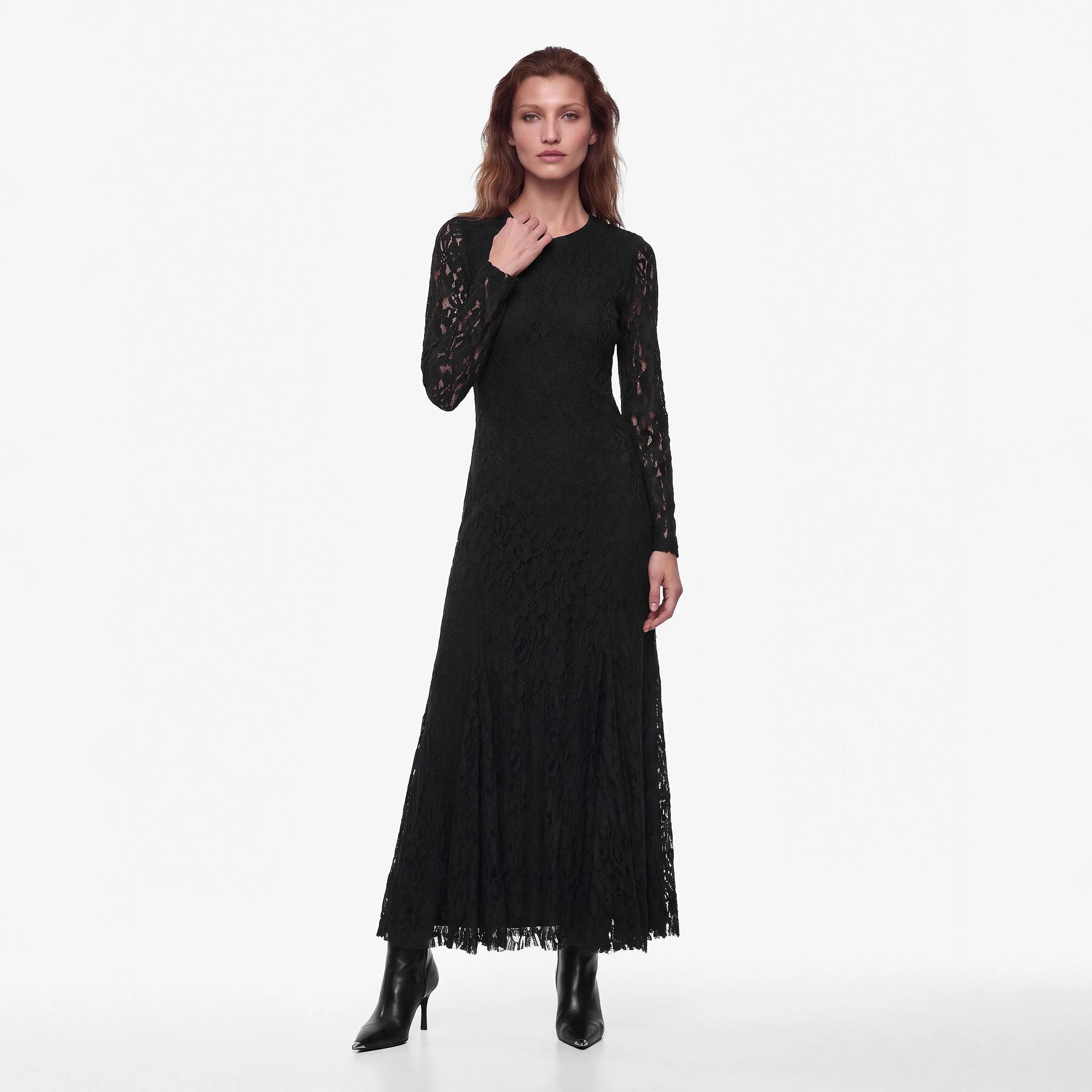 KOTON Lace Cotton Flared Women's Maxi Dress-women-clothing-dresses-image-1