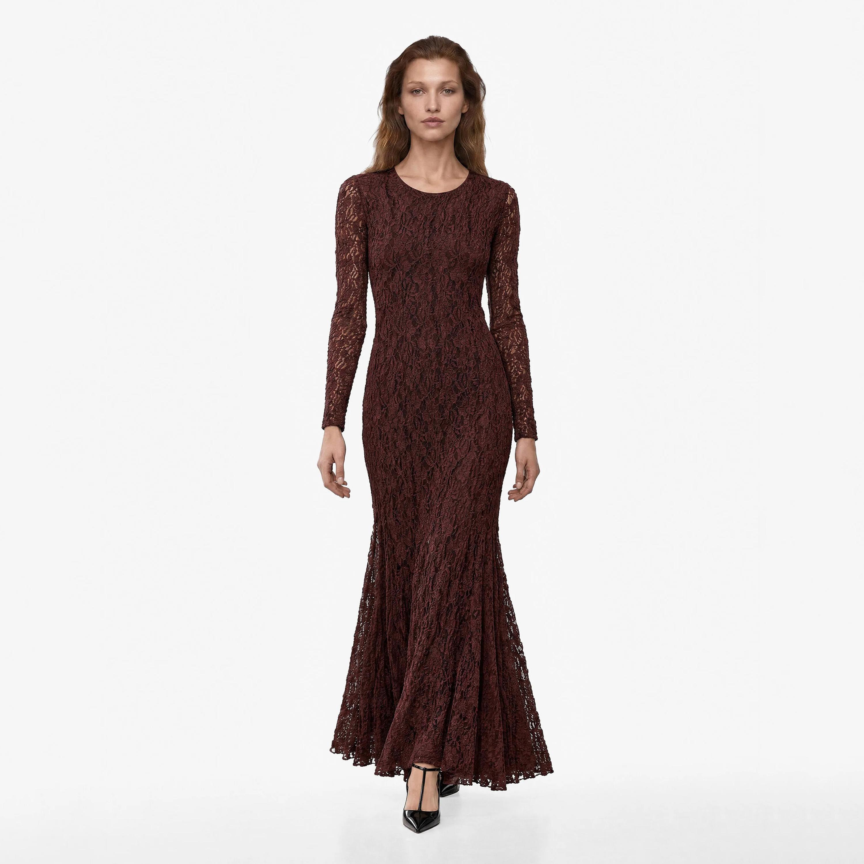 فستان ماكسي حريمي فضفاض من قماش قطن بتفاصيل دانتيل من كوتون-women-clothing-dresses-image-6