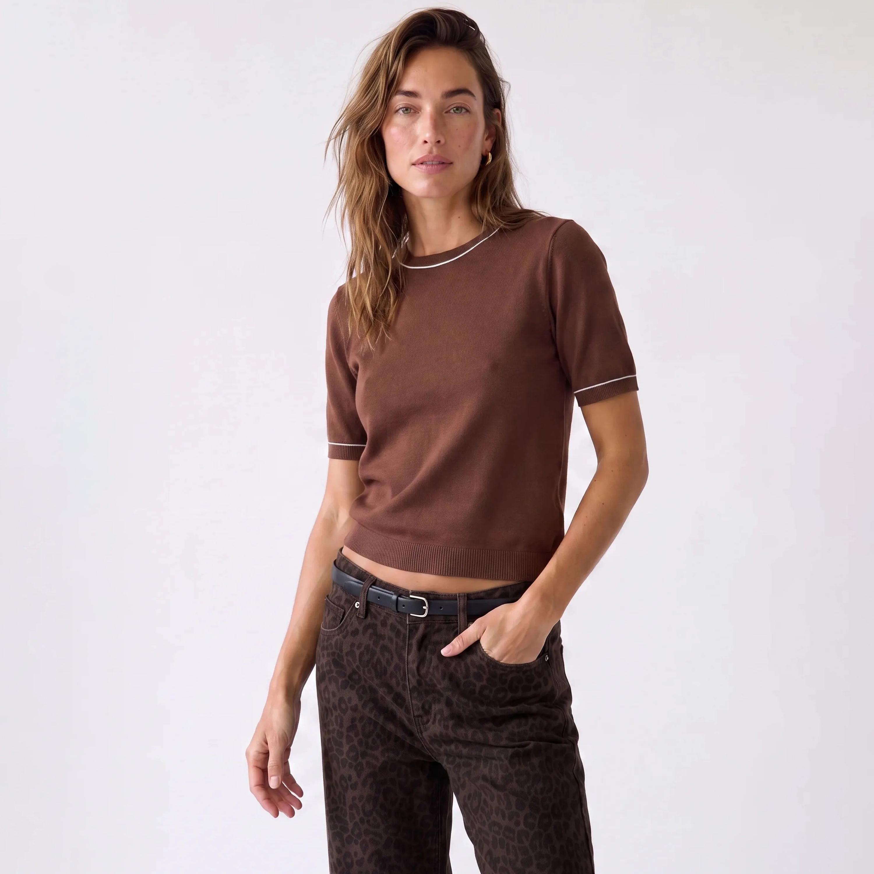 بلوفر حريمي بحواف متباينة من كوتون-women-winterwear-cardigansandjumpers-jumpers-image-6