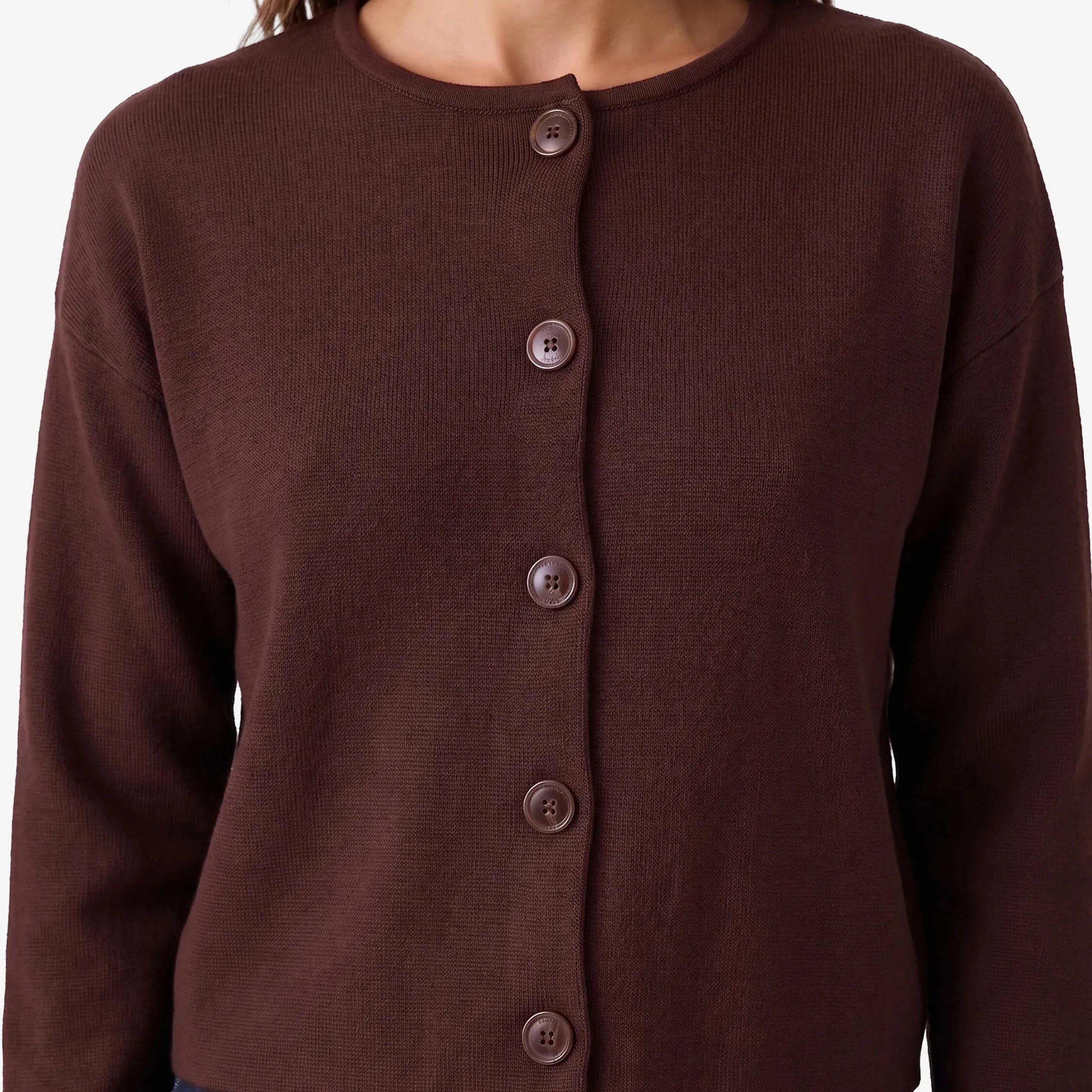 KOTON Brown Dropped Sleeves Women's Cardigan-women-winterwear-cardigansandjumpers-cardigans-image-5