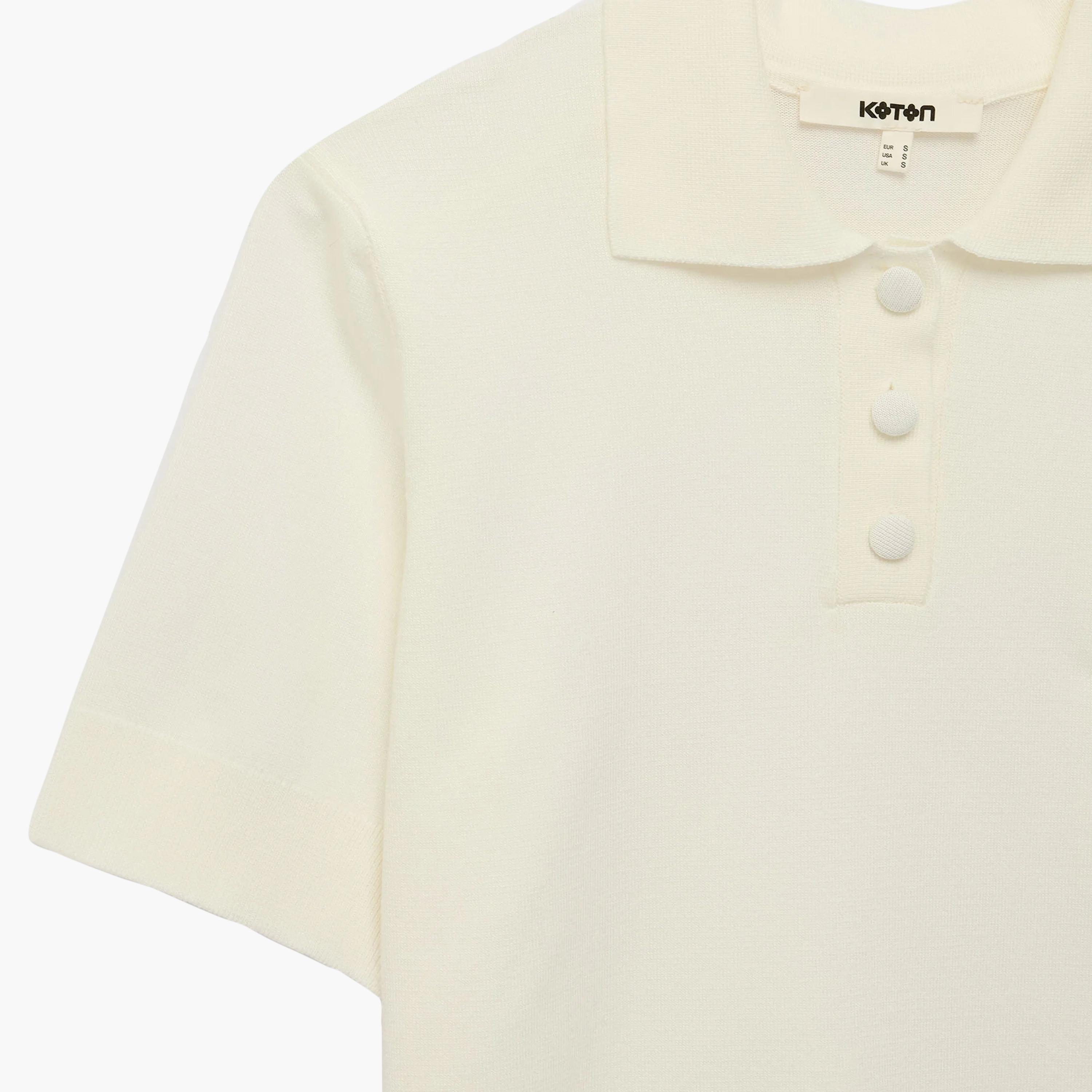 KOTON Collared Women's Knit Polo T-Shirt-women-clothing-tshirts-image-7