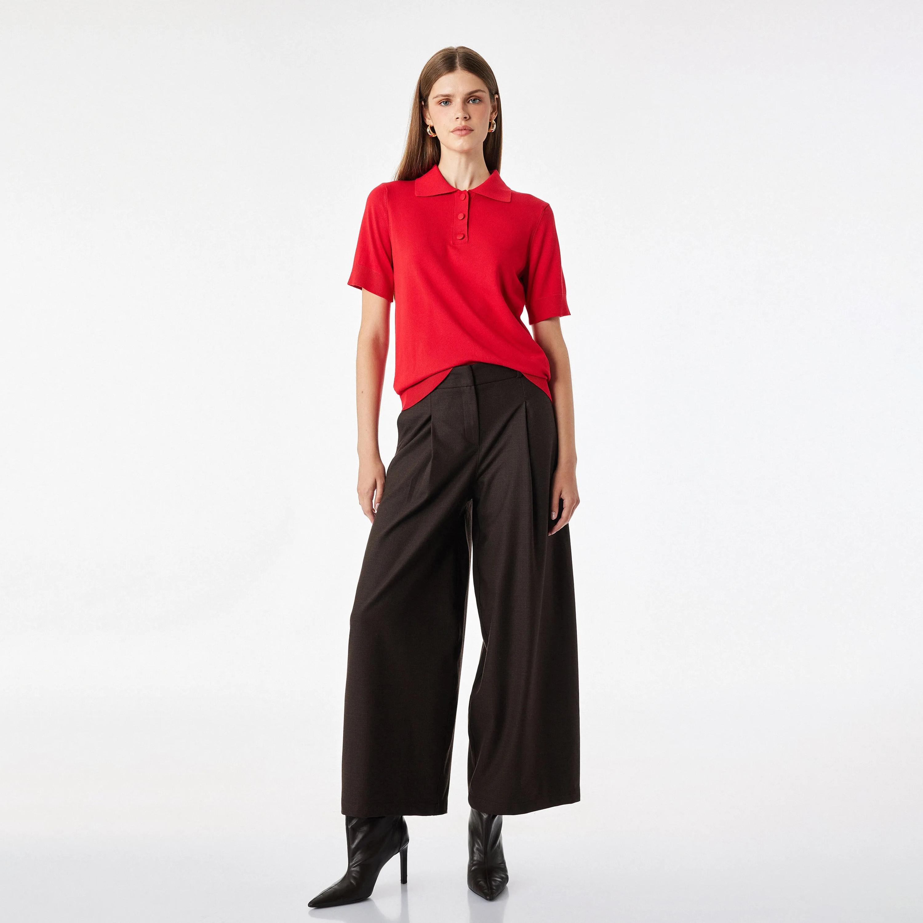 KOTON Collared Women's Knit Polo T-Shirt-women-clothing-tshirts-image-2