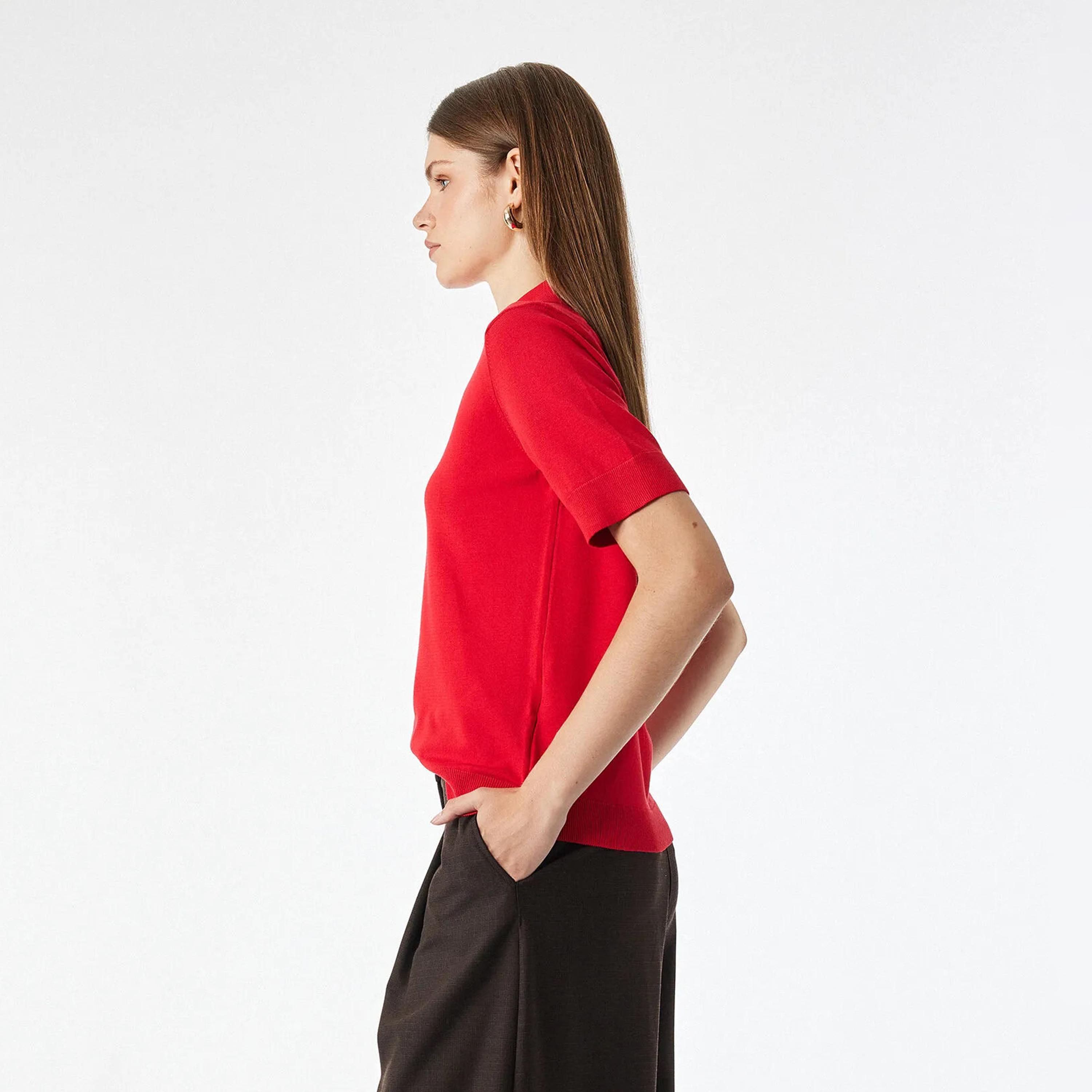 KOTON Collared Women's Knit Polo T-Shirt-women-clothing-tshirts-image-3