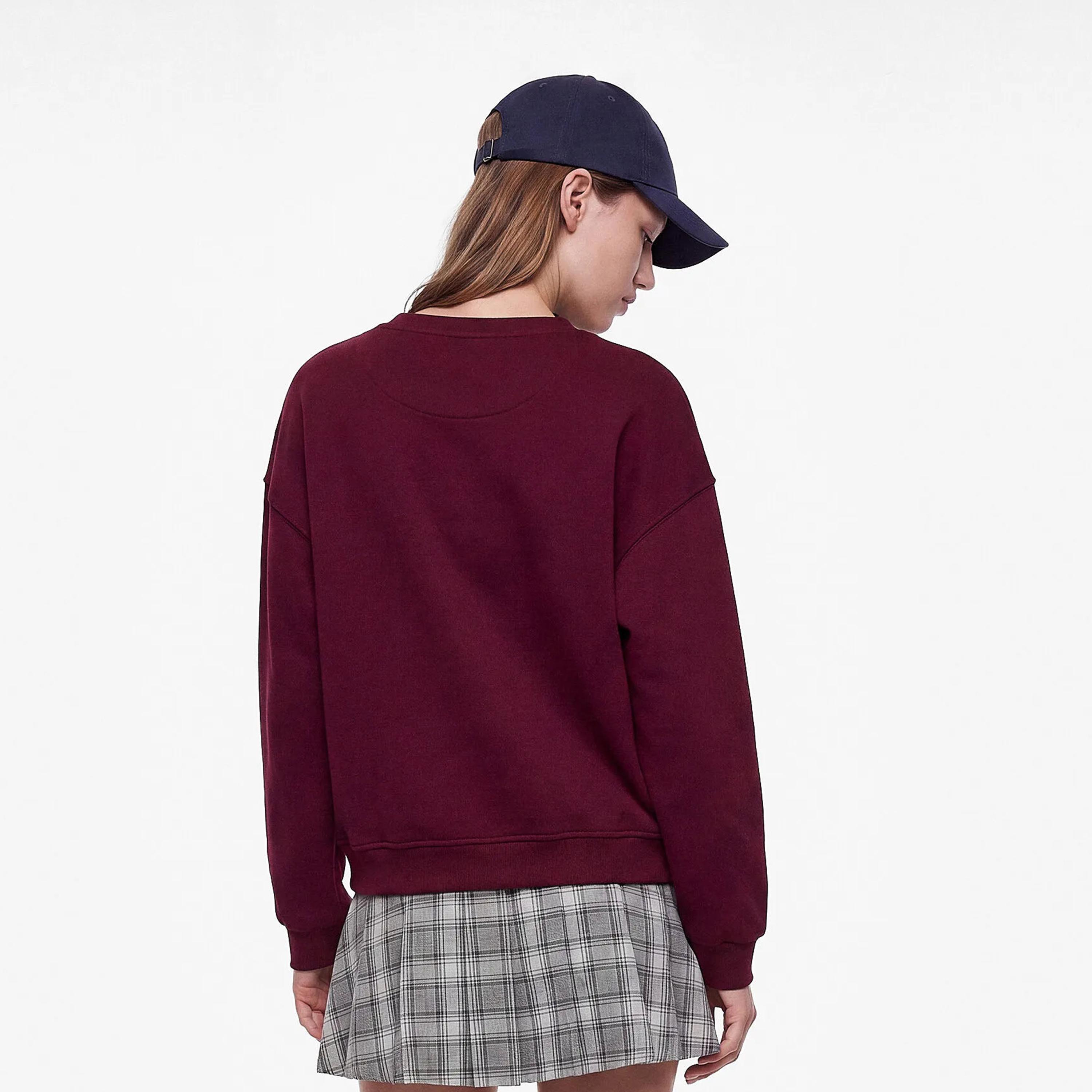 KOTON Burgundy Embroidered Dropped Sleeves Women's Sweatshirt-women-clothing-hoodiesandsweatshirts-sweatshirts-image-4