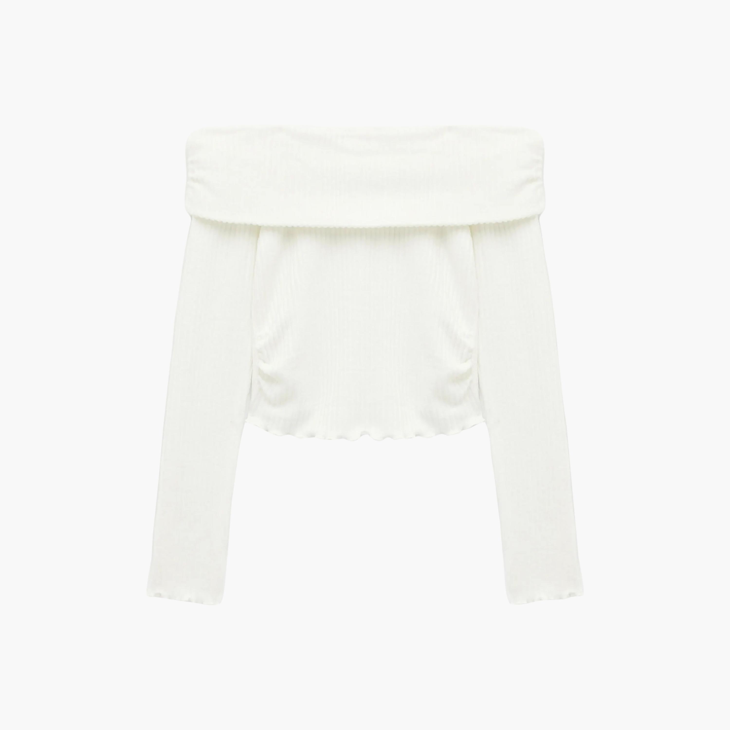 توب حريمي بأكتاف مكشوفة قماش قطن مضلع من كوتون-women-clothing-shirtsandblouses-blouses-image-4