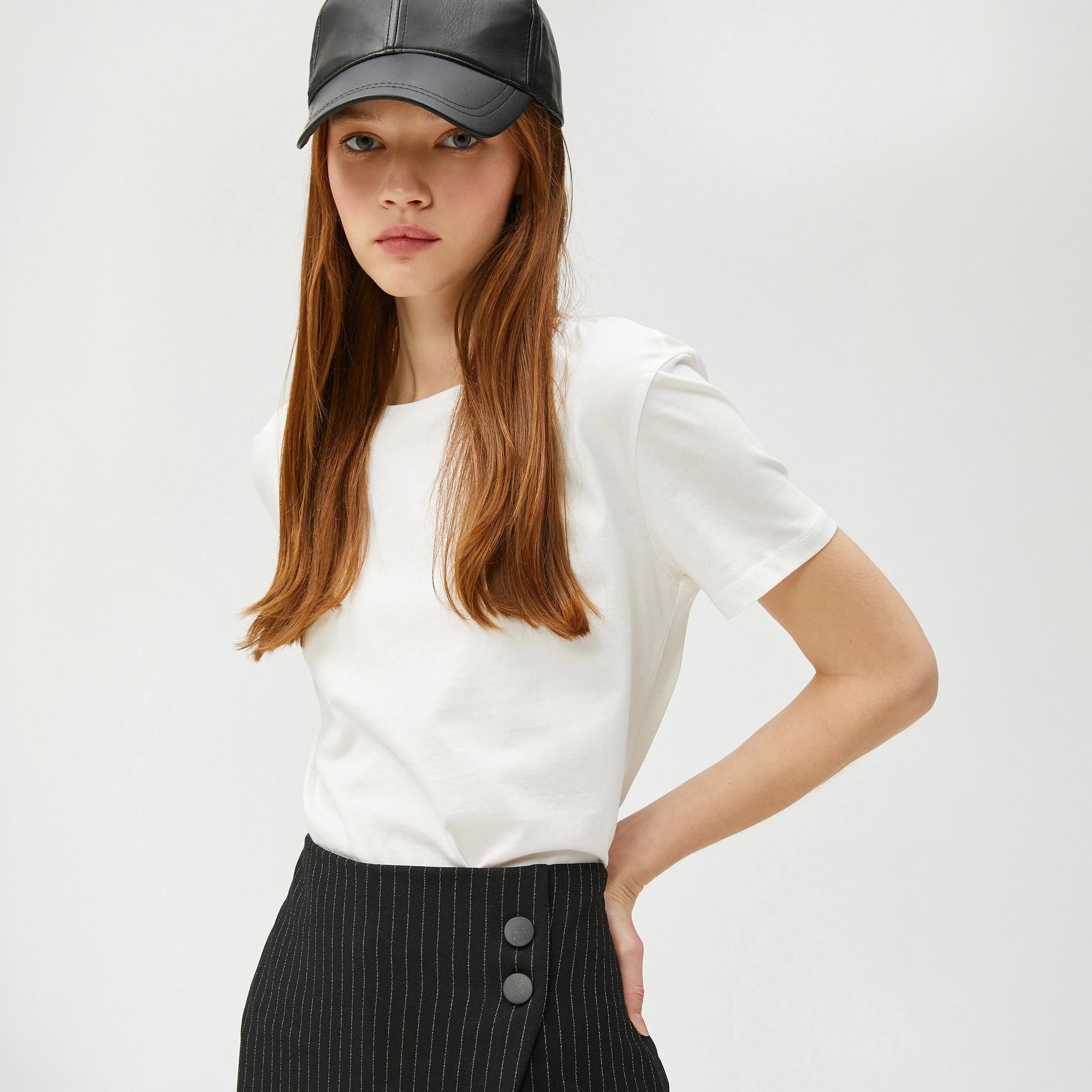 KOTON White Women's T-Shirt-women-clothing-plussize-tshirts-image-5