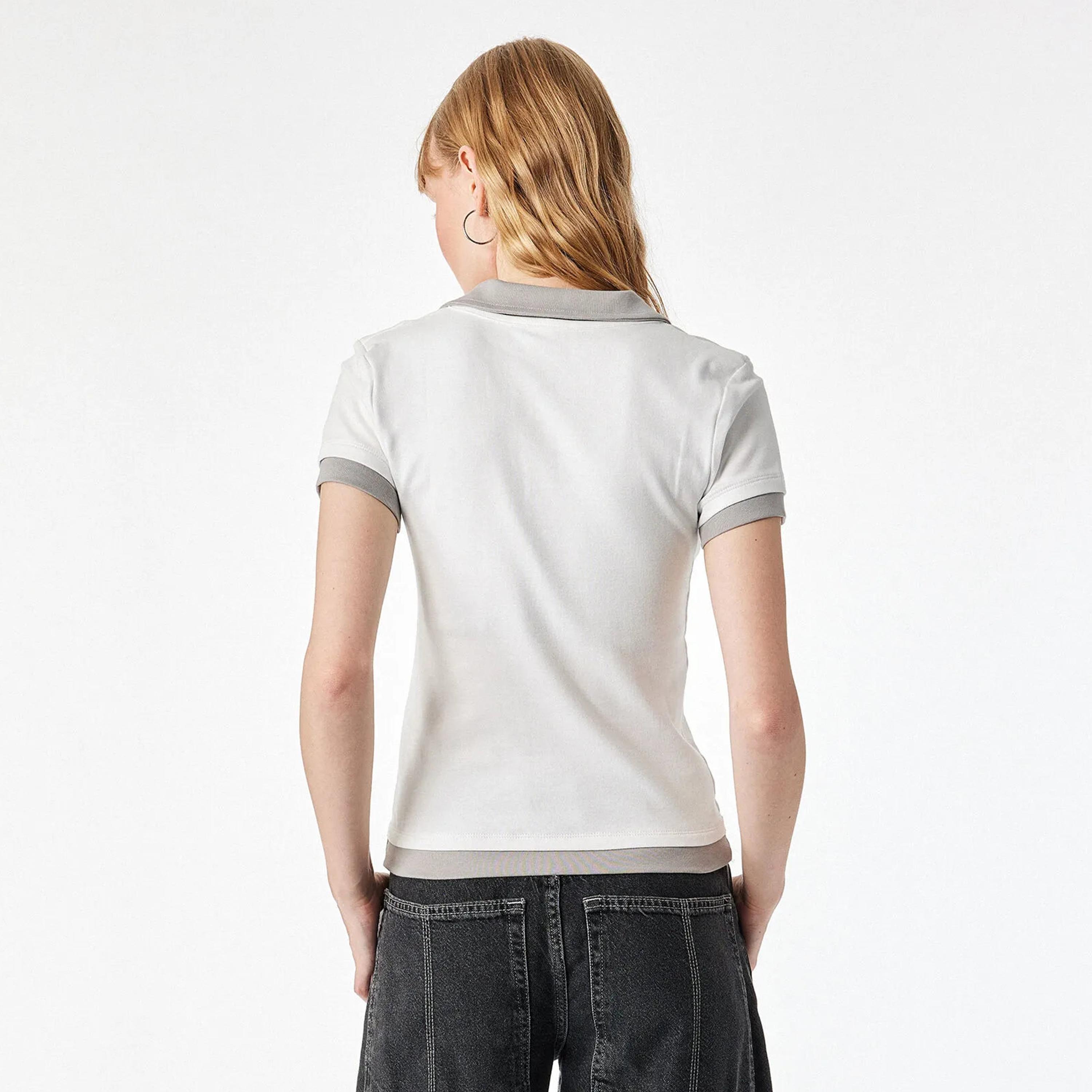 KOTON Beige Collared Women's Polo T-Shirt-women-clothing-tshirts-image-4