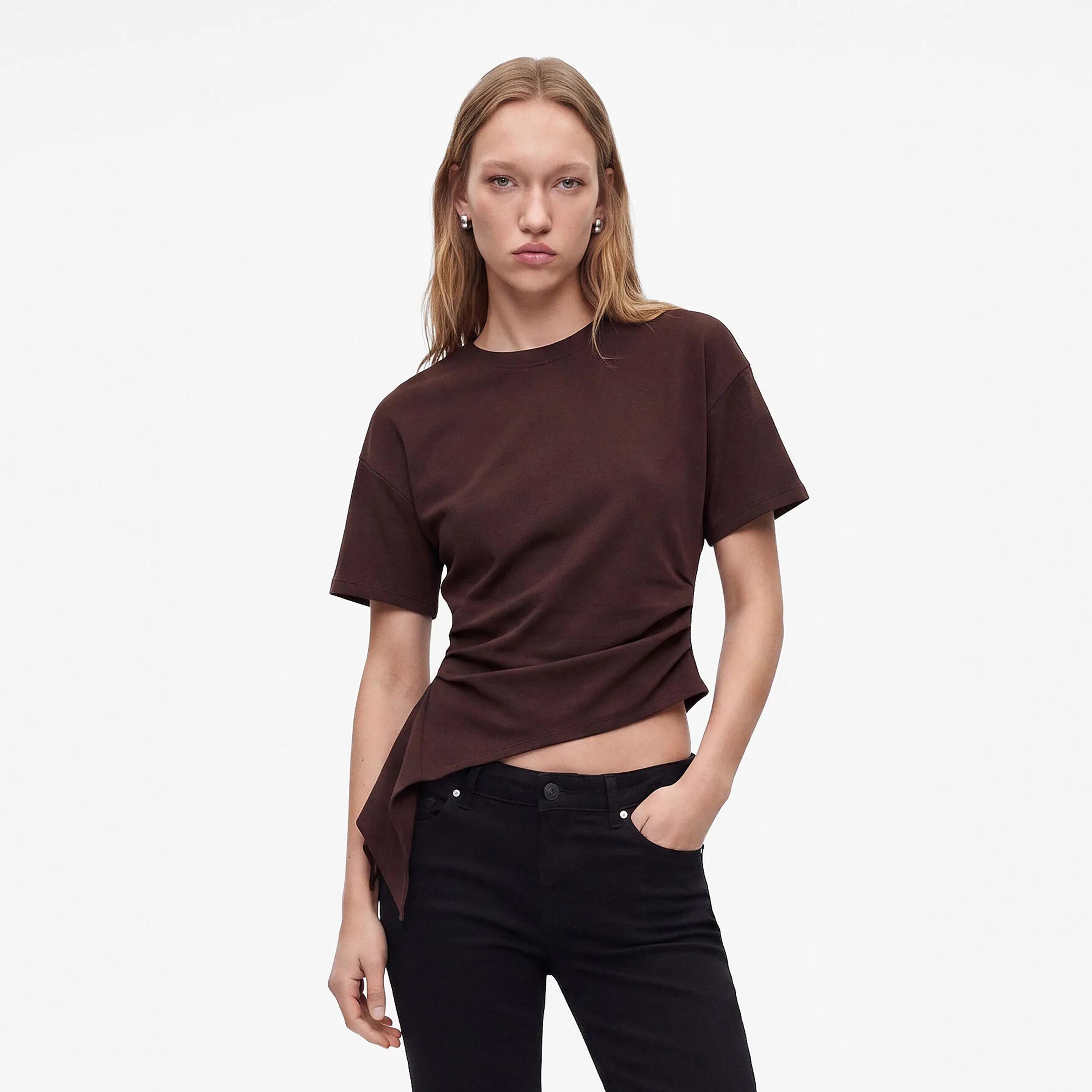 بلوزة قطنية نسائية بلون بني من كوتون-women-clothing-shirtsandblouses-blouses-image-1
