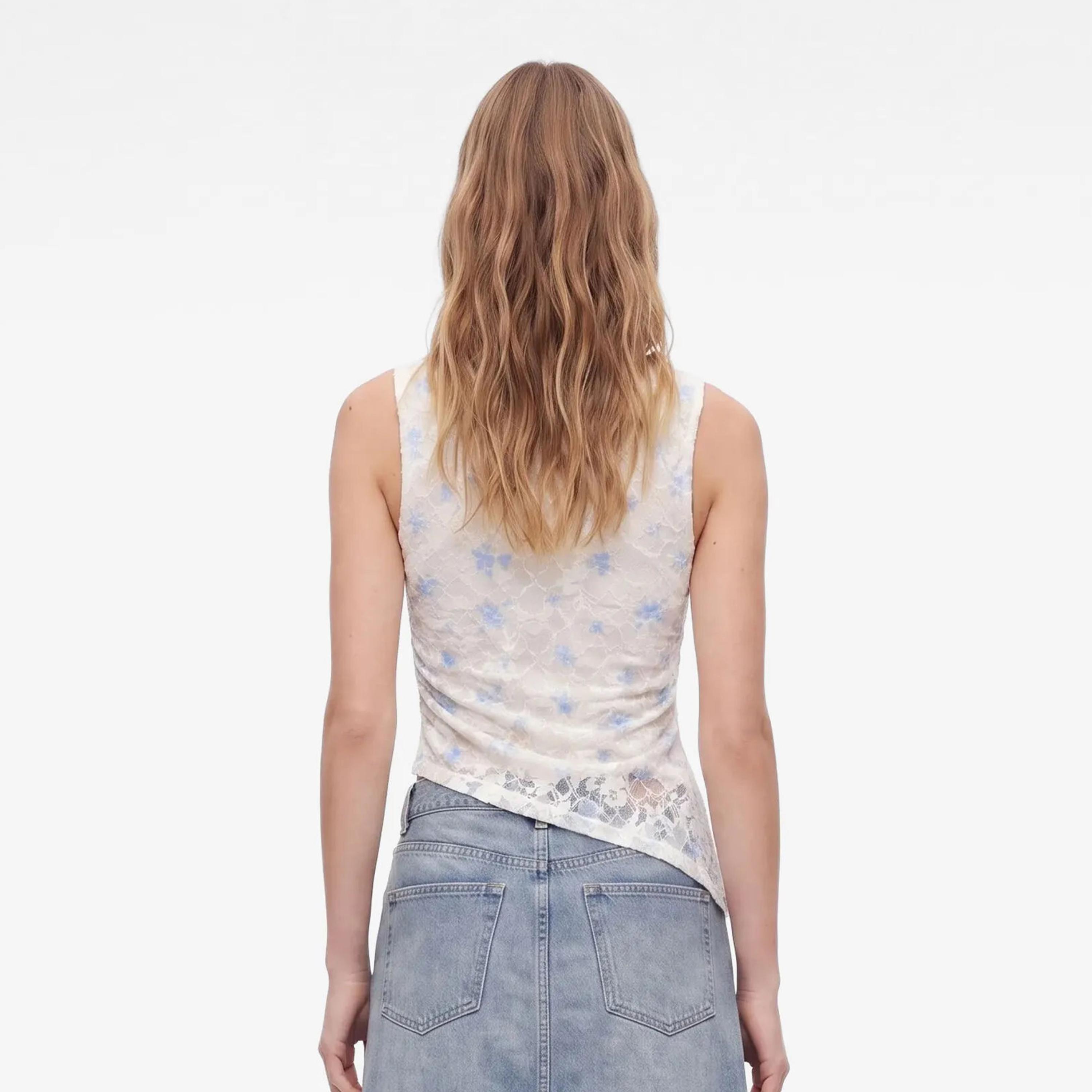 KOTON Beige Floral Lace Cotton Women's Tank Top-women-clothing-shirtsandblouses-blouses-image-4