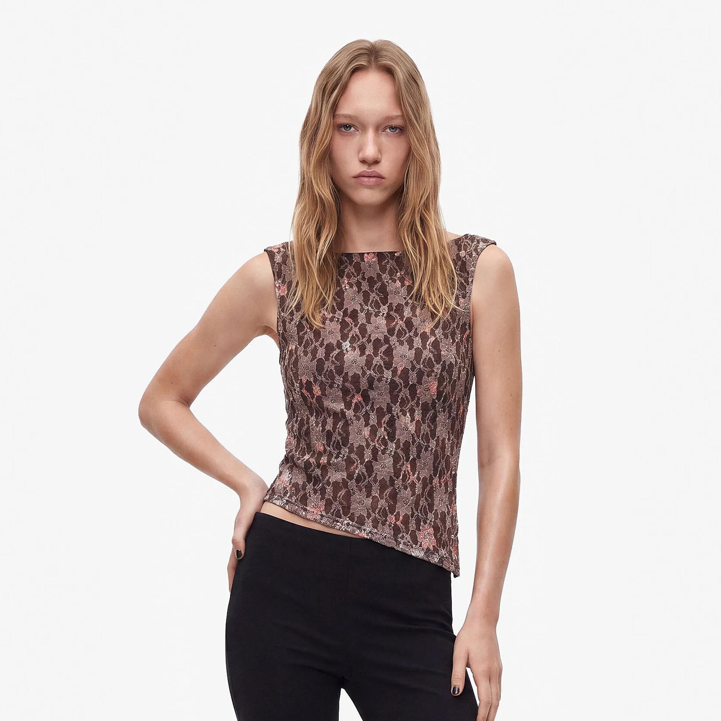 توب تانك حريمي قطن بتفاصيل دانتيل باللون البني من كوتون-women-clothing-shirtsandblouses-blouses-image-1