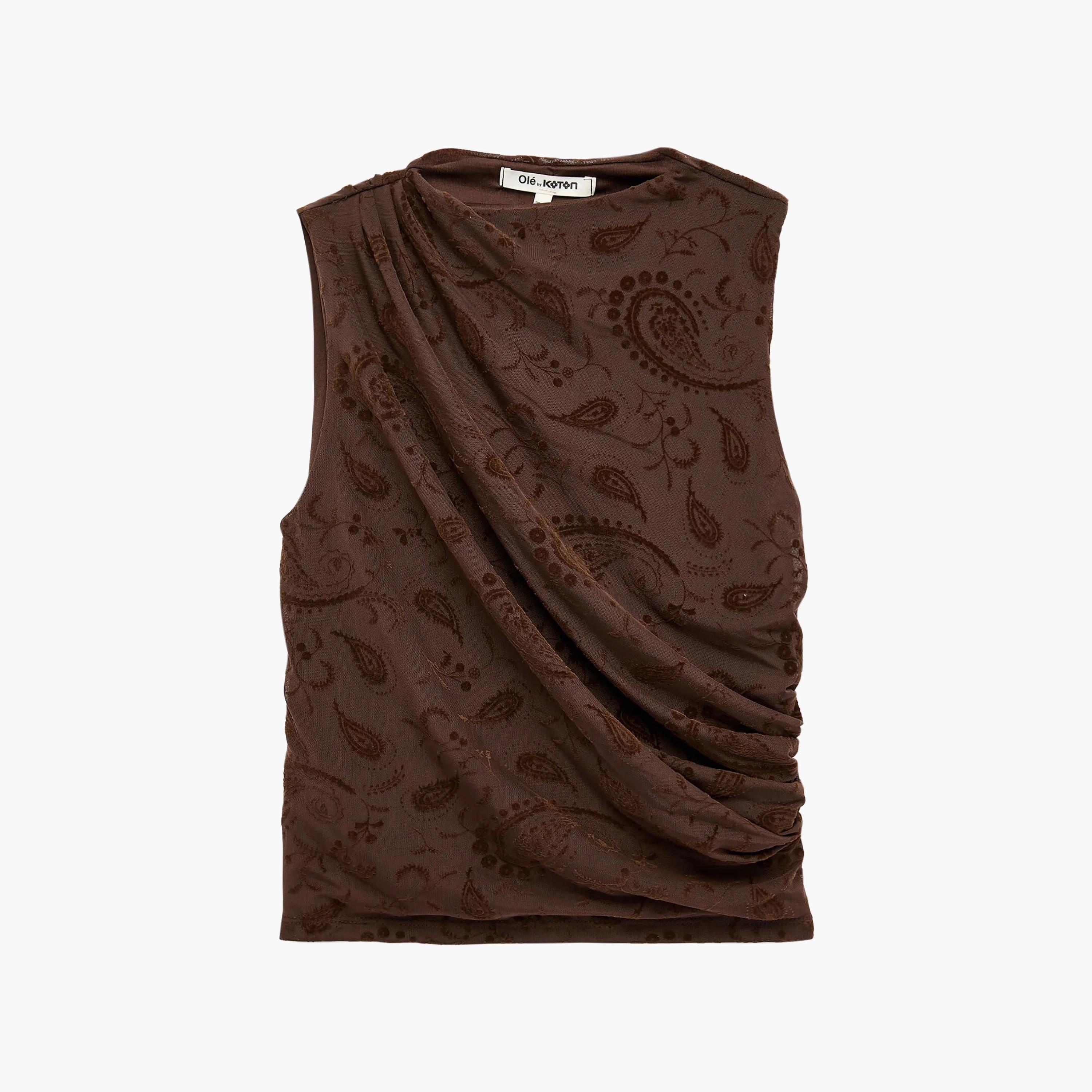 KOTON Brown Paisley Women's Tank Top-women-clothing-shirtsandblouses-blouses-image-3