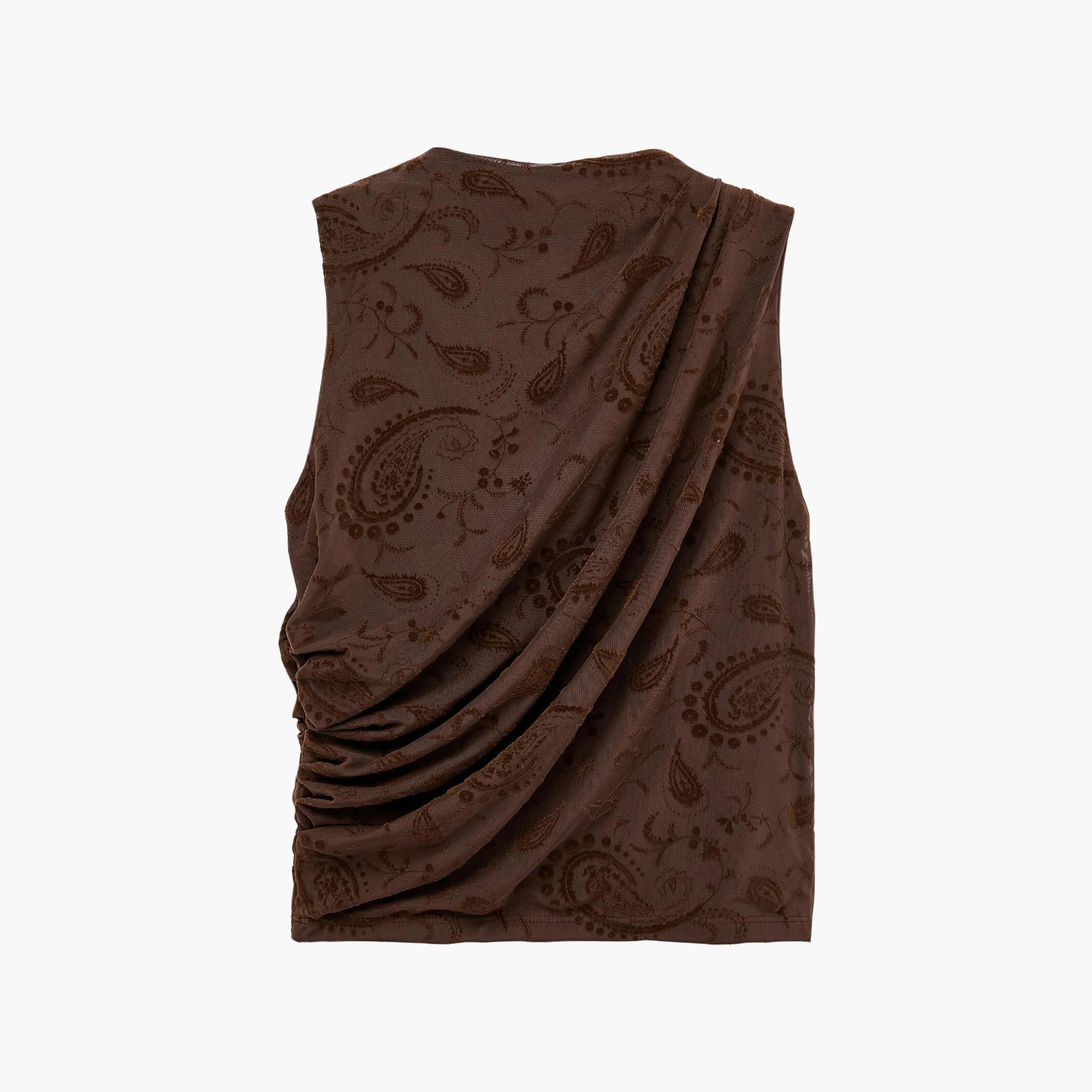 KOTON Brown Paisley Women's Tank Top-women-clothing-shirtsandblouses-blouses-image-4