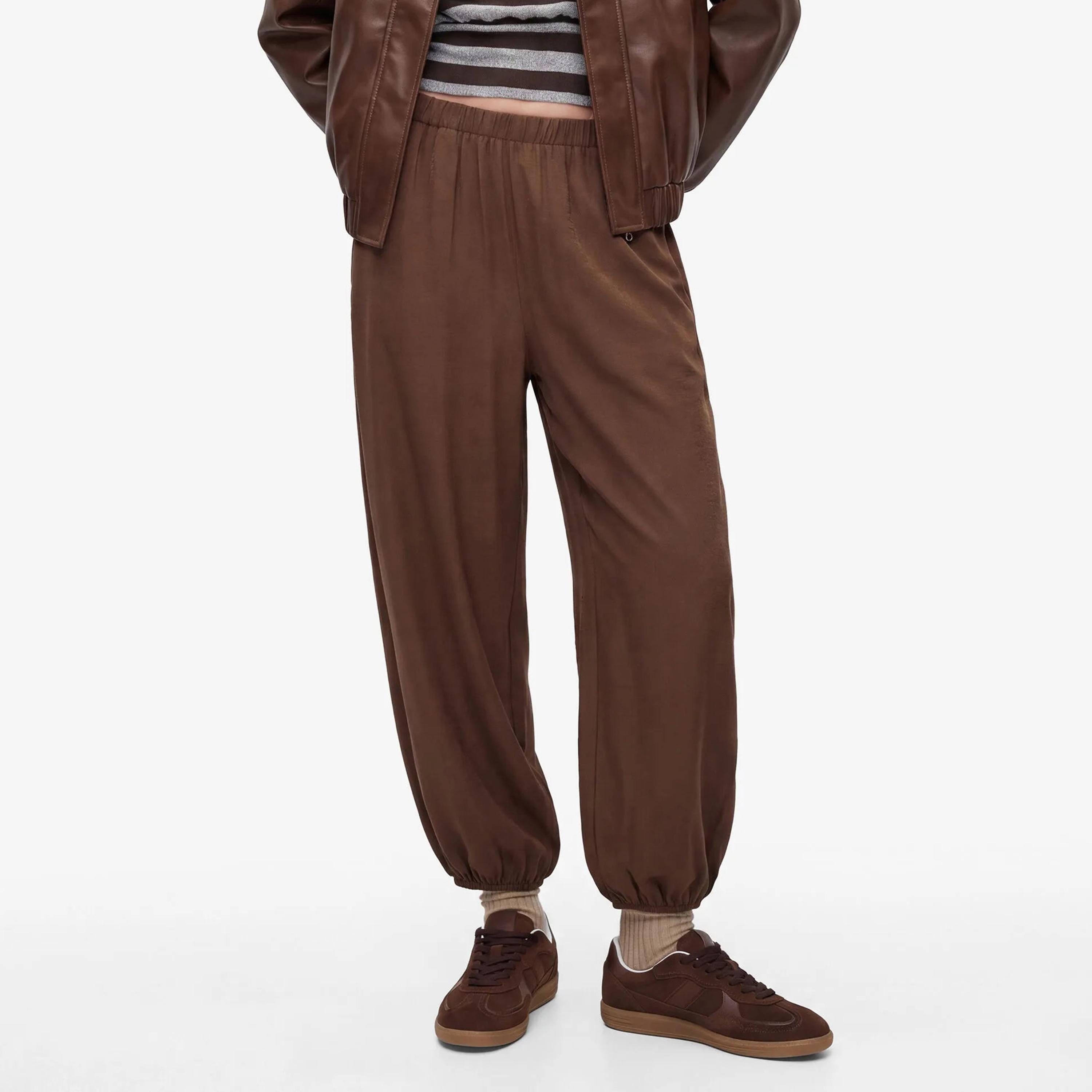 بنطلون حريمي قطن باللون البني من كوتون-women-clothing-trousers-image-1